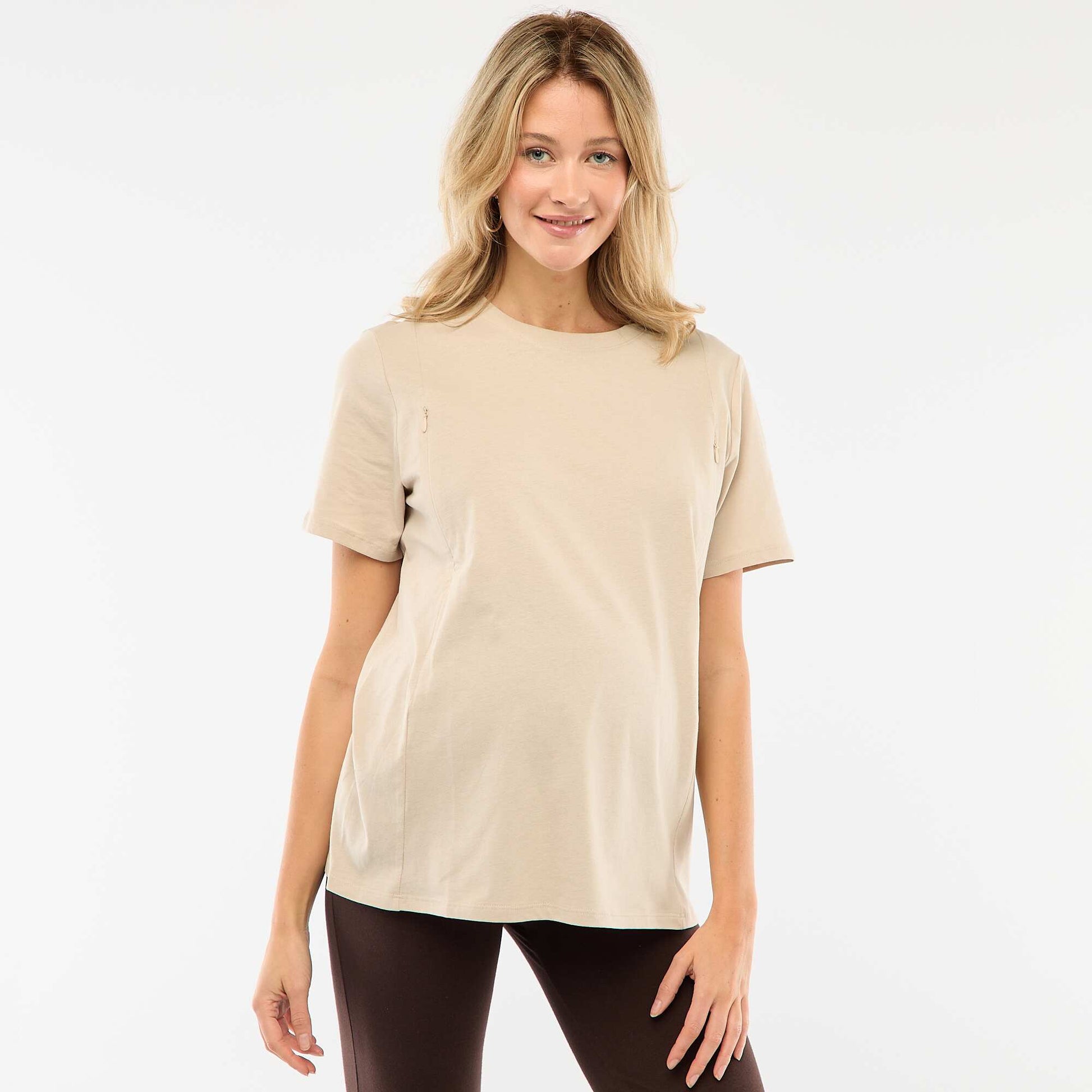 Tee-shirt basique d'allaitement manches courtes GRIS LUNE