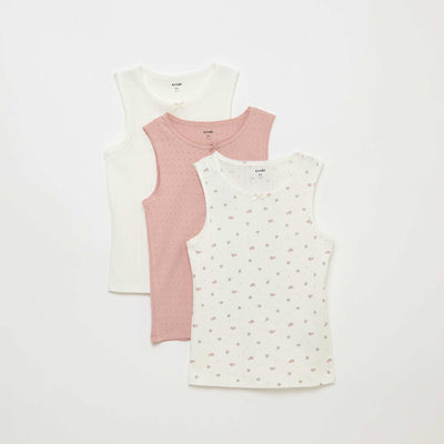 Lot de 3 débardeurs en maille pointelle BLANC