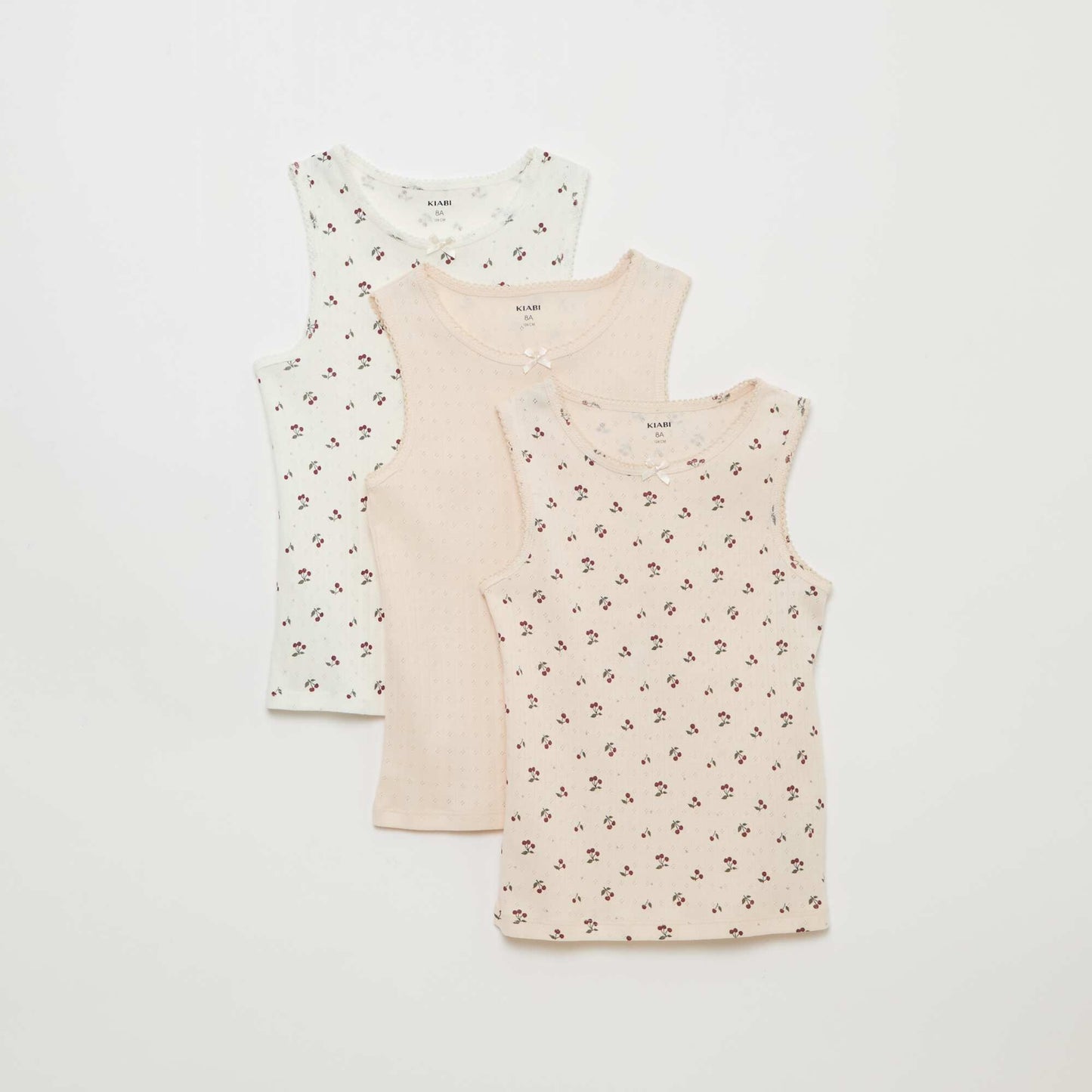 Lot de 3 débardeurs en maille pointelle ROSE