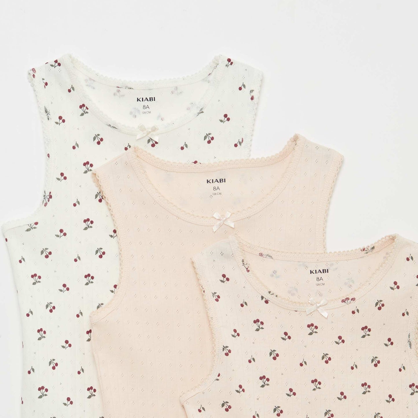 Lot de 3 débardeurs en maille pointelle ROSE