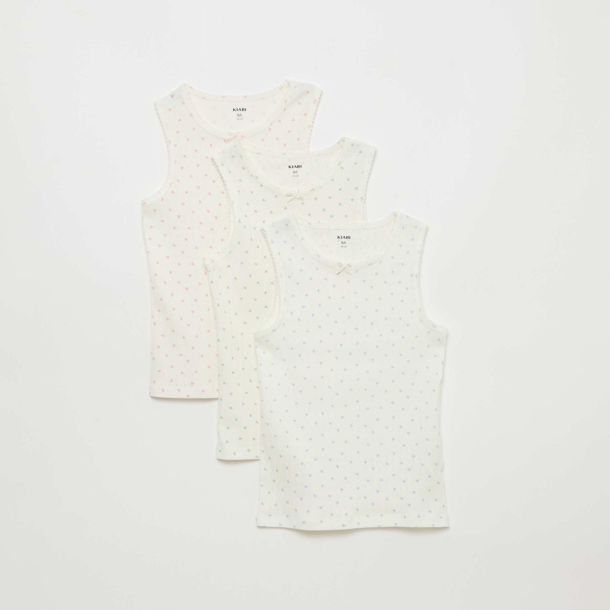 Lot de 3 débardeurs en maille pointelle BLANC