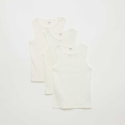 Lot de 3 débardeurs en maille pointelle BLANC