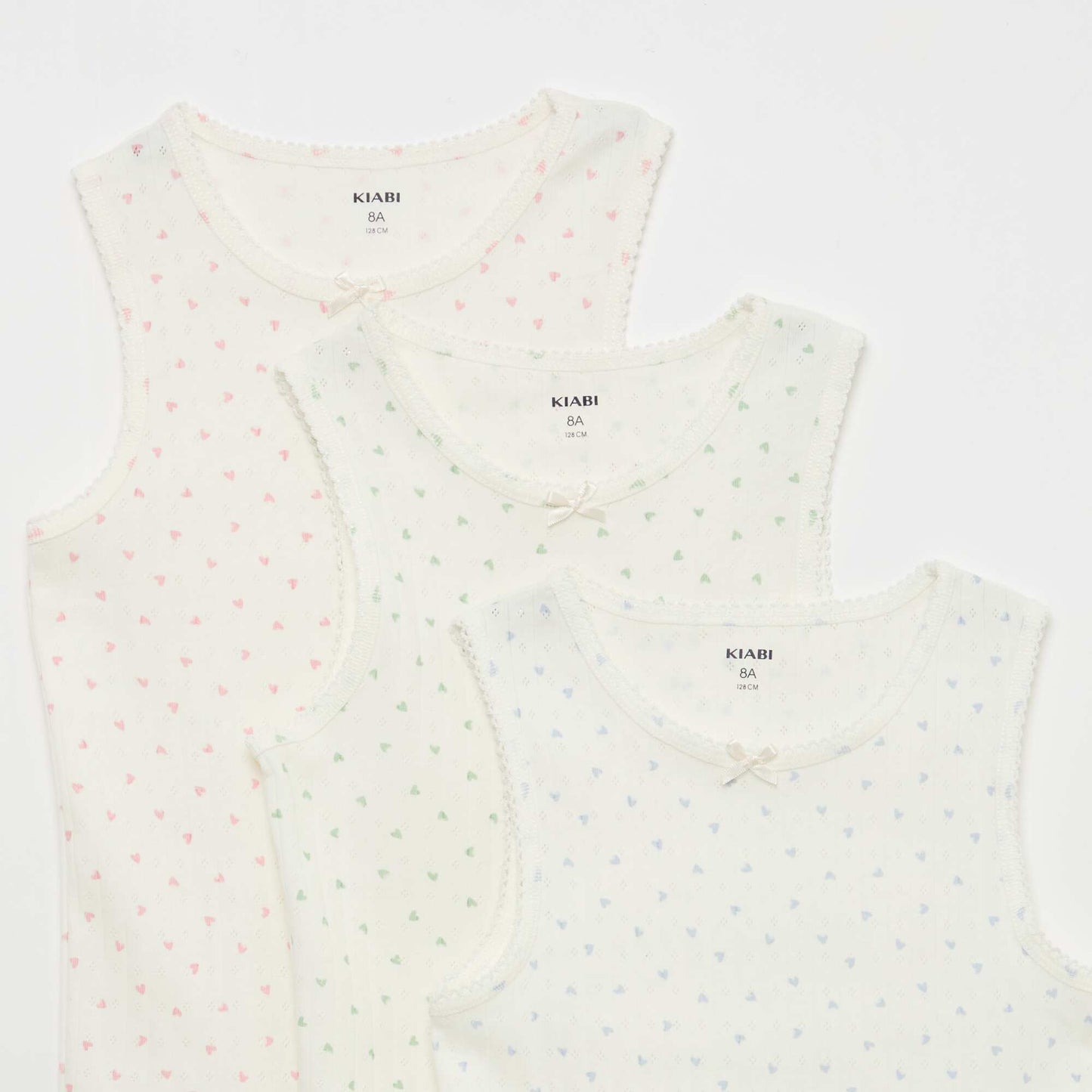 Lot de 3 débardeurs en maille pointelle BLANC