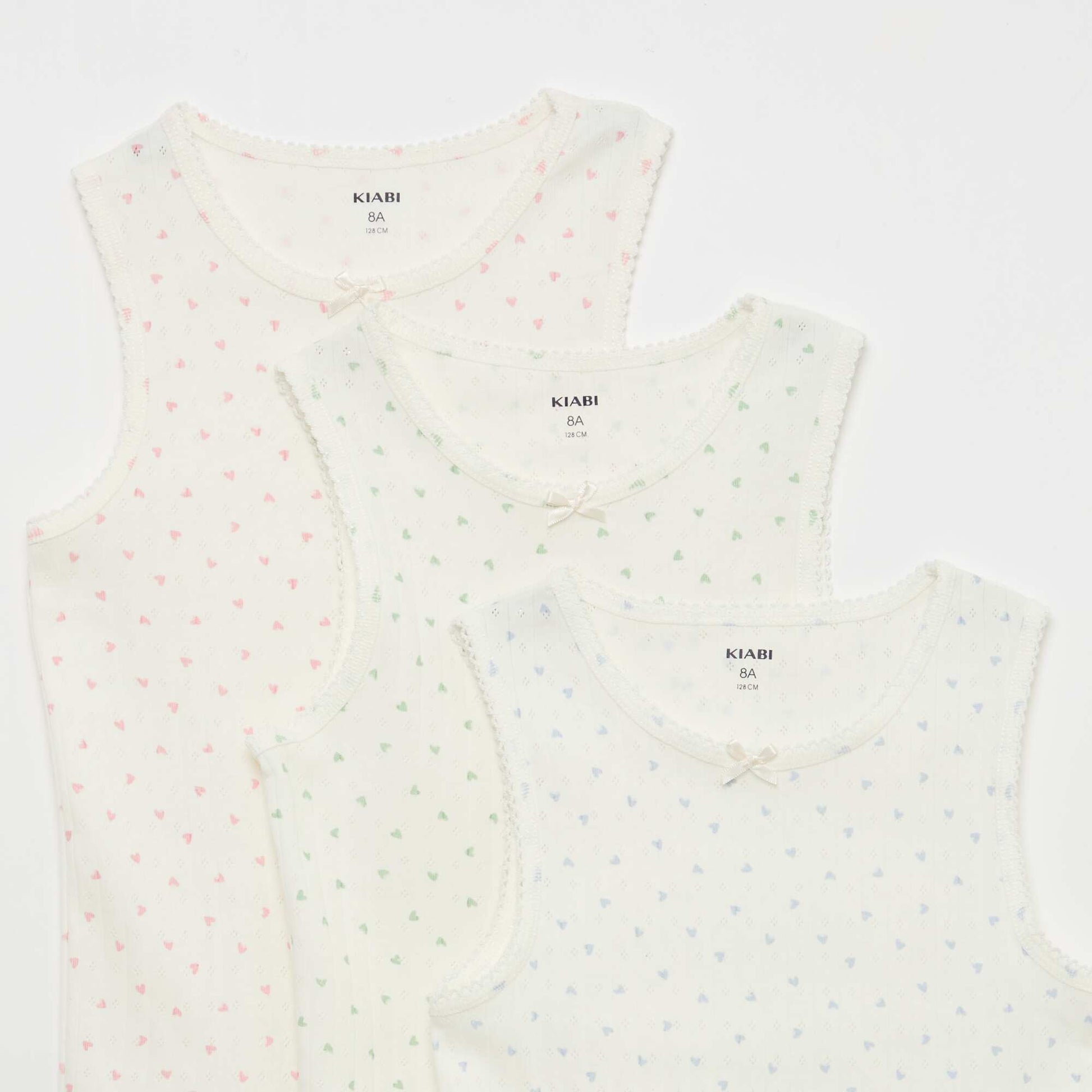 Lot de 3 débardeurs en maille pointelle BLANC