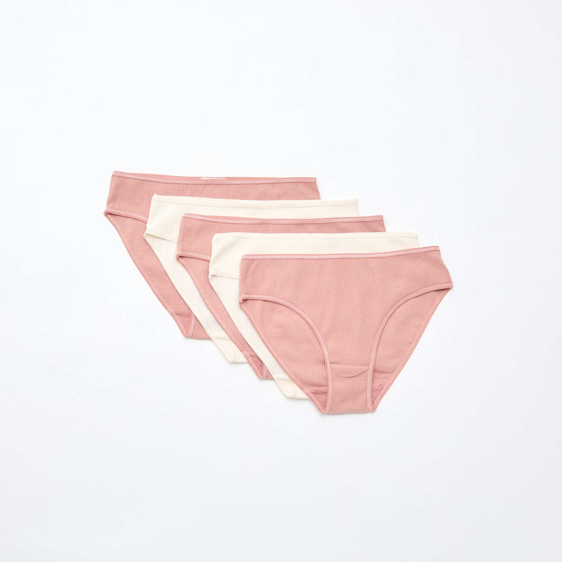 Lot de 5 culottes en maille côtelée ROSE