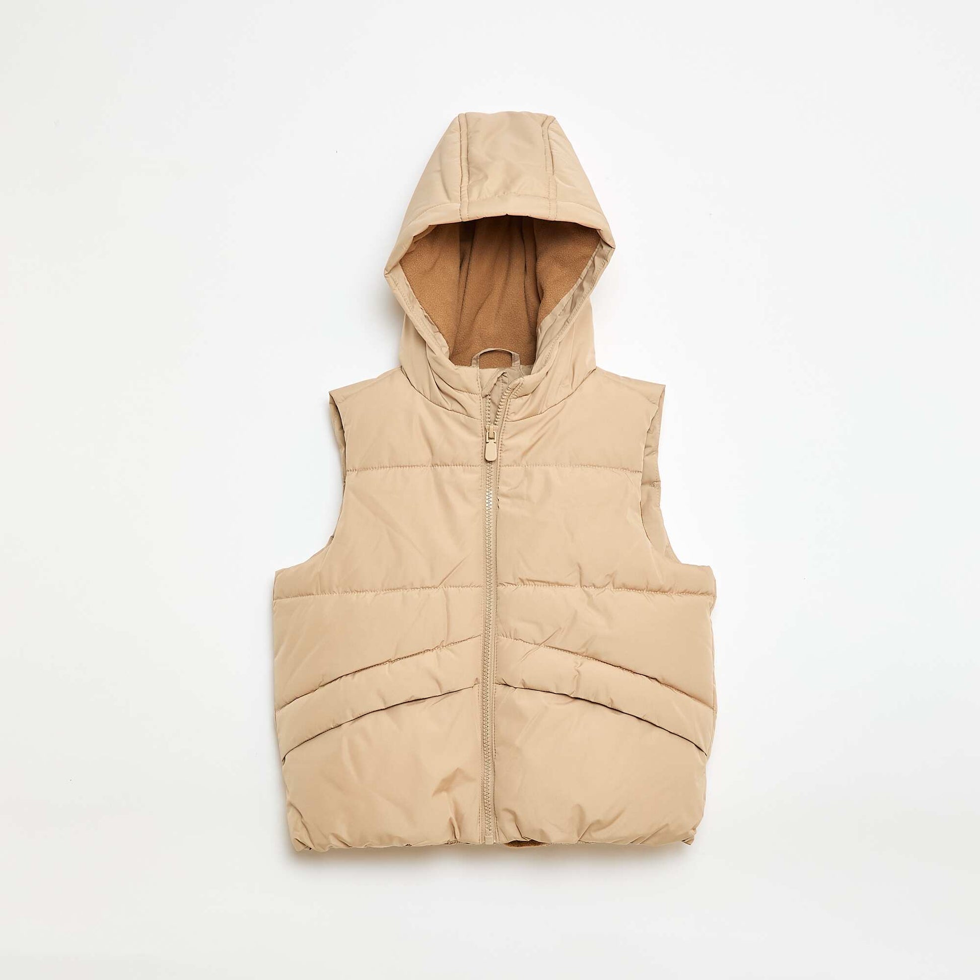 Doudoune sans manches à capuche BEIGE