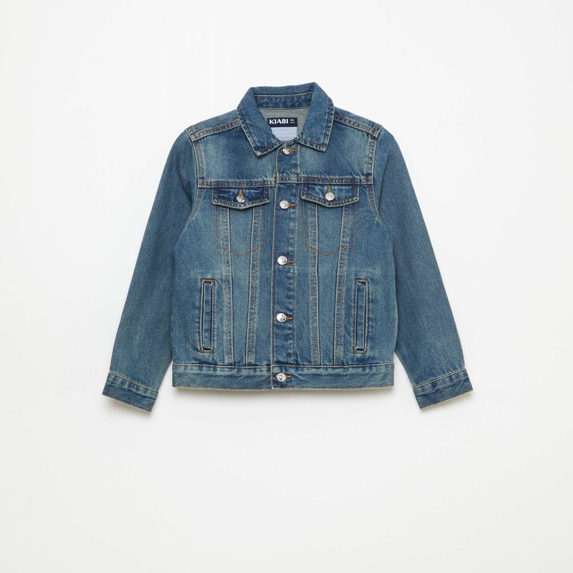 Veste en denim avec ouverture boutonnée BLEU