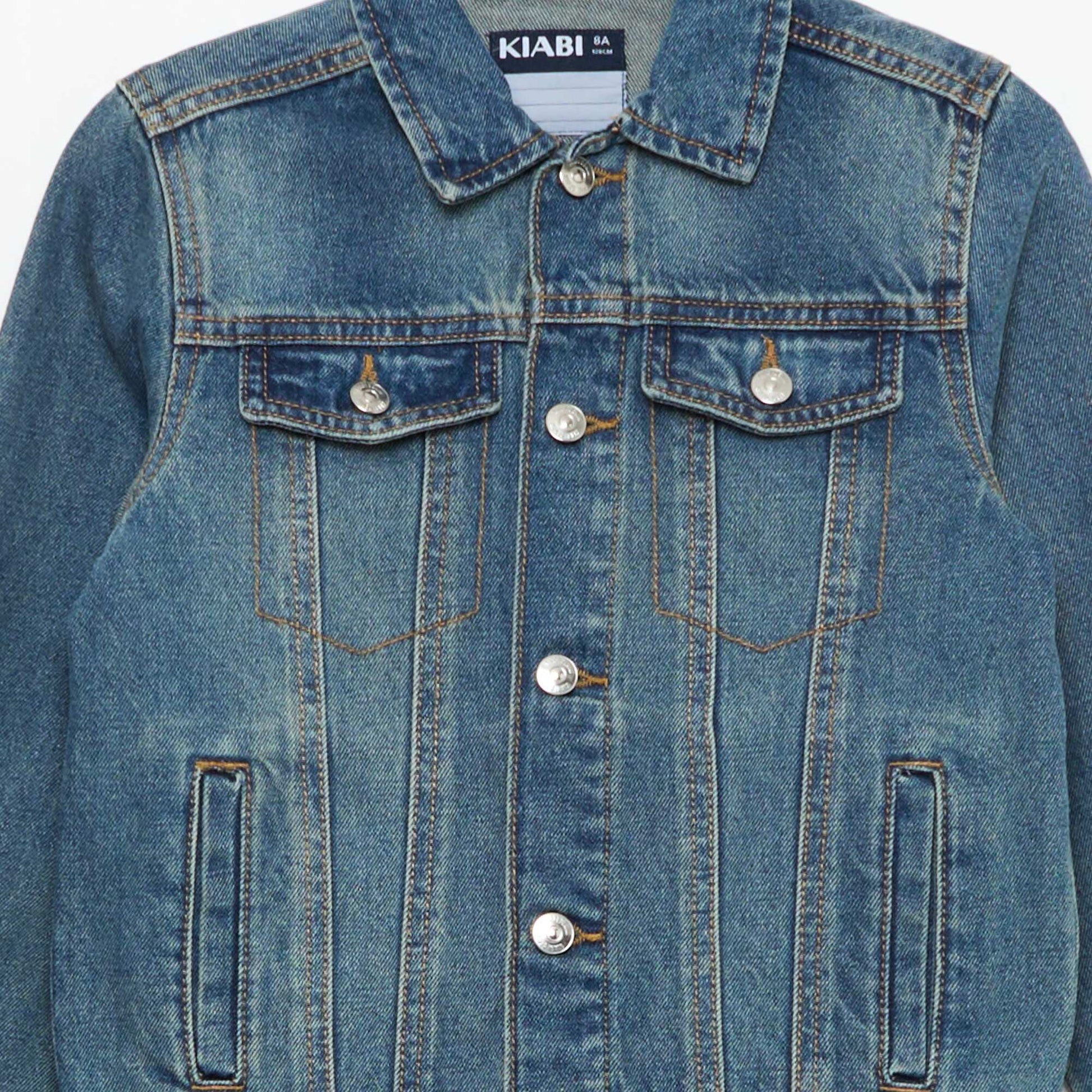 Veste en denim avec ouverture boutonnée BLEU