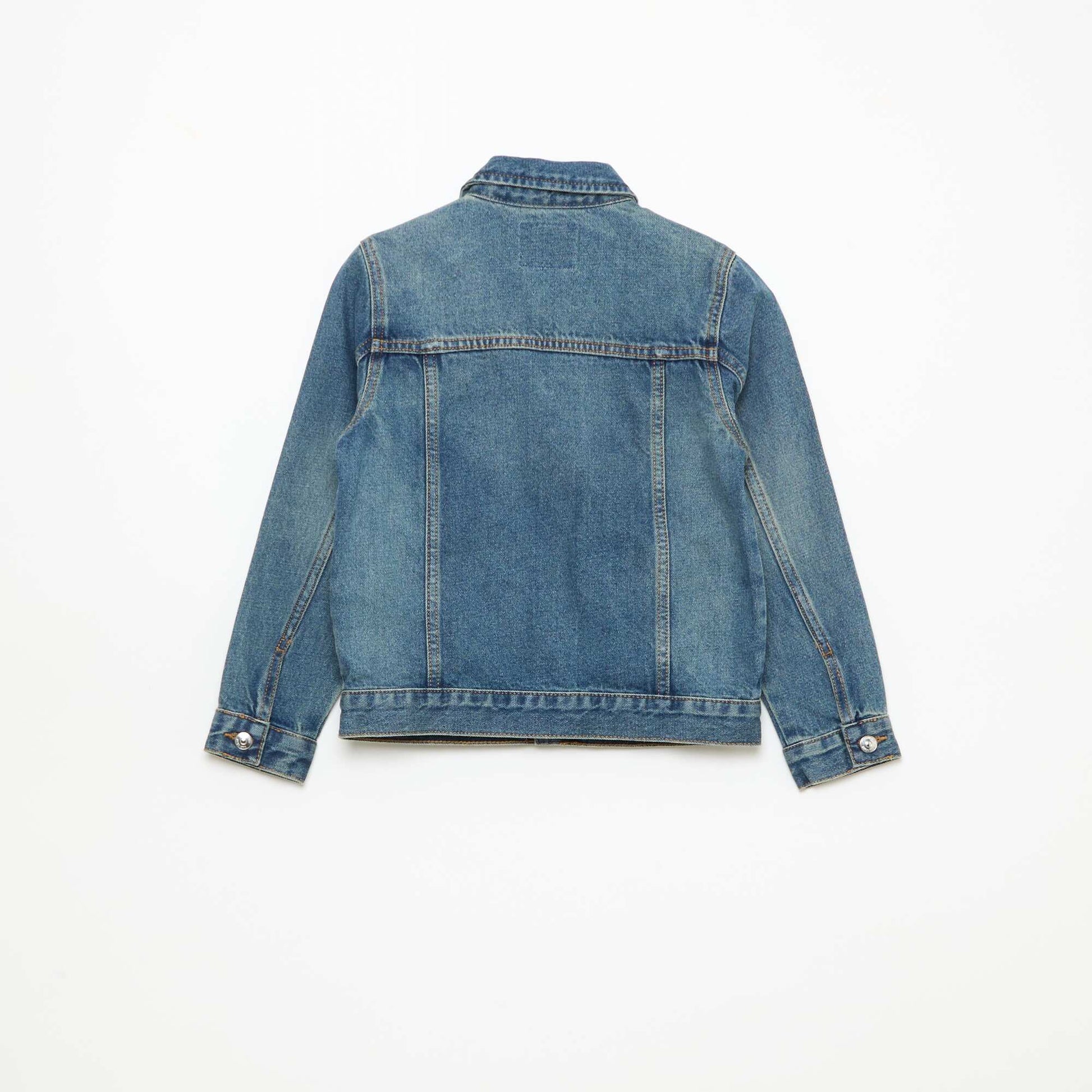 Veste en denim avec ouverture boutonnée BLEU
