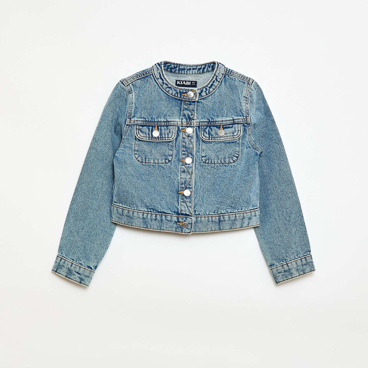 Veste en denim à col rond BLEU