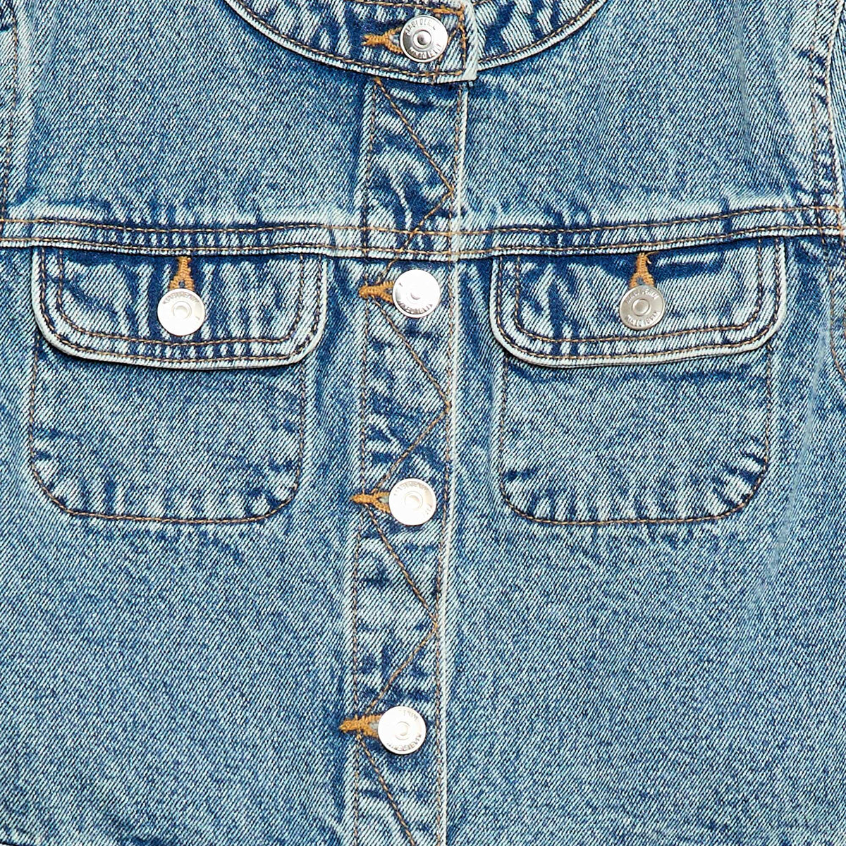 Veste en denim à col rond BLEU