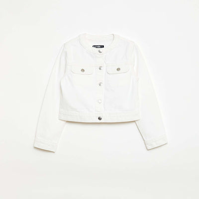 Veste en denim à col rond BLANC