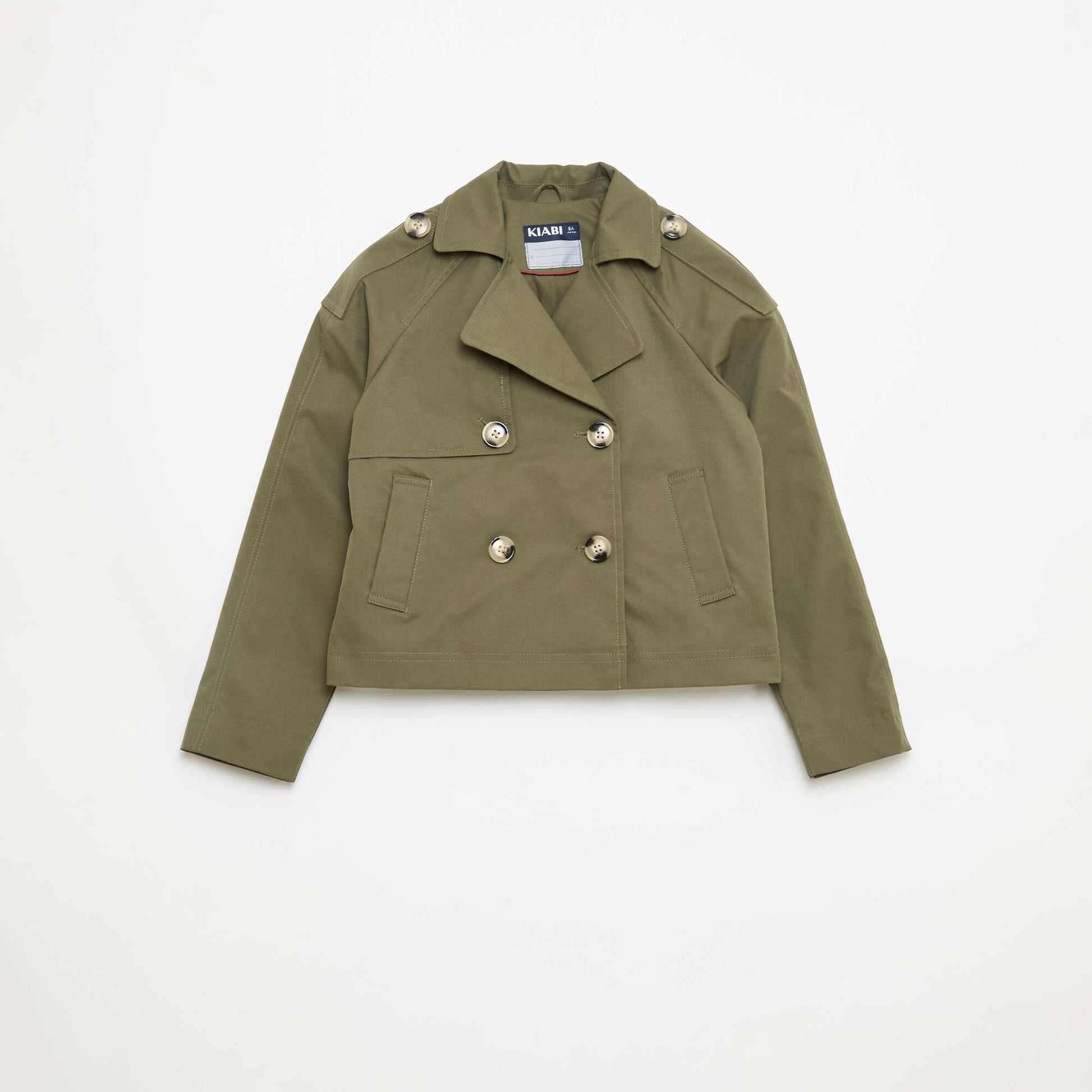 Veste style trench col tailleur KAKI