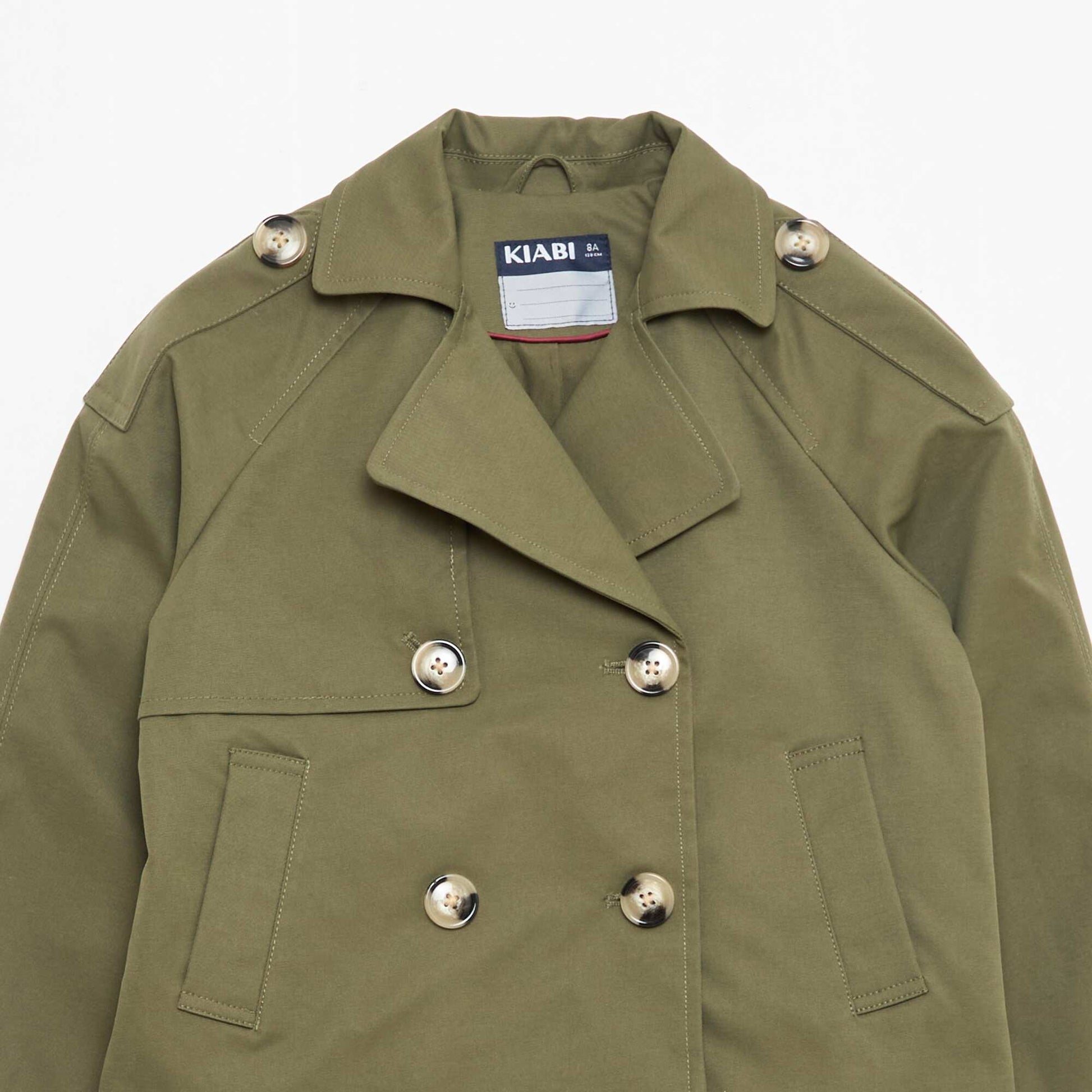 Veste style trench col tailleur KAKI