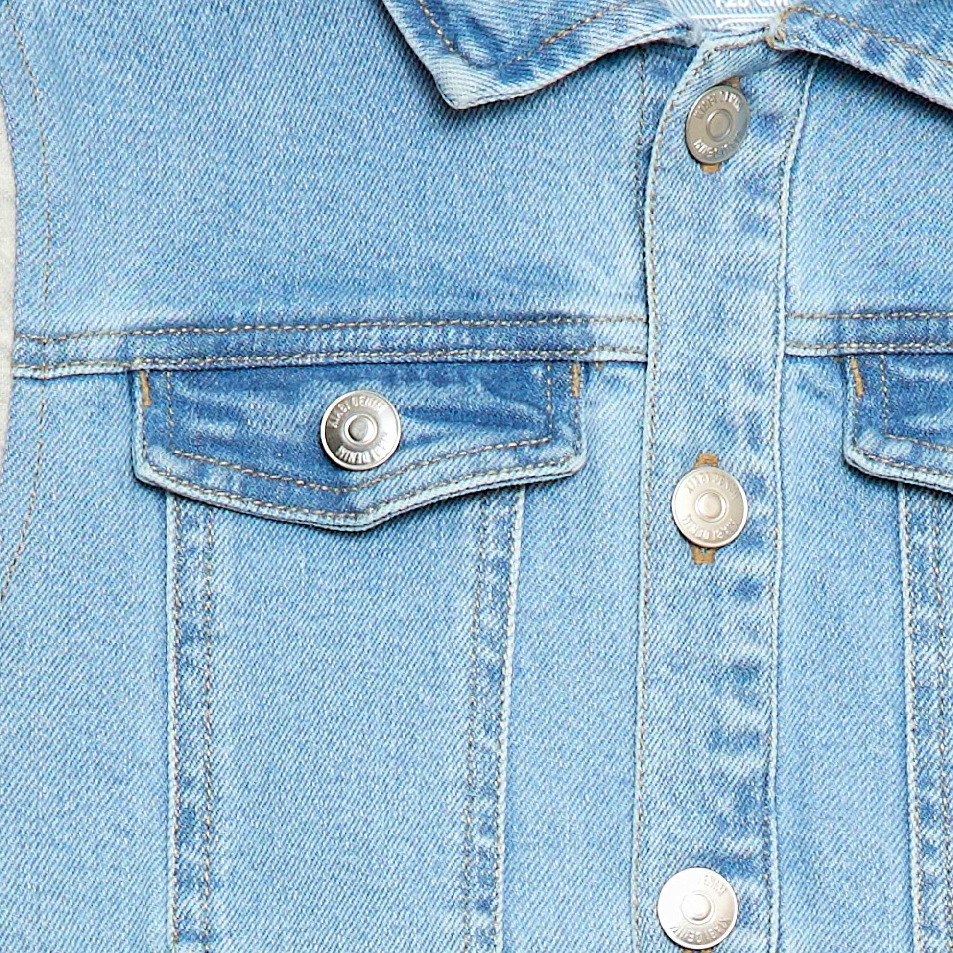 Blouson à capuche denim et jersey BLEU