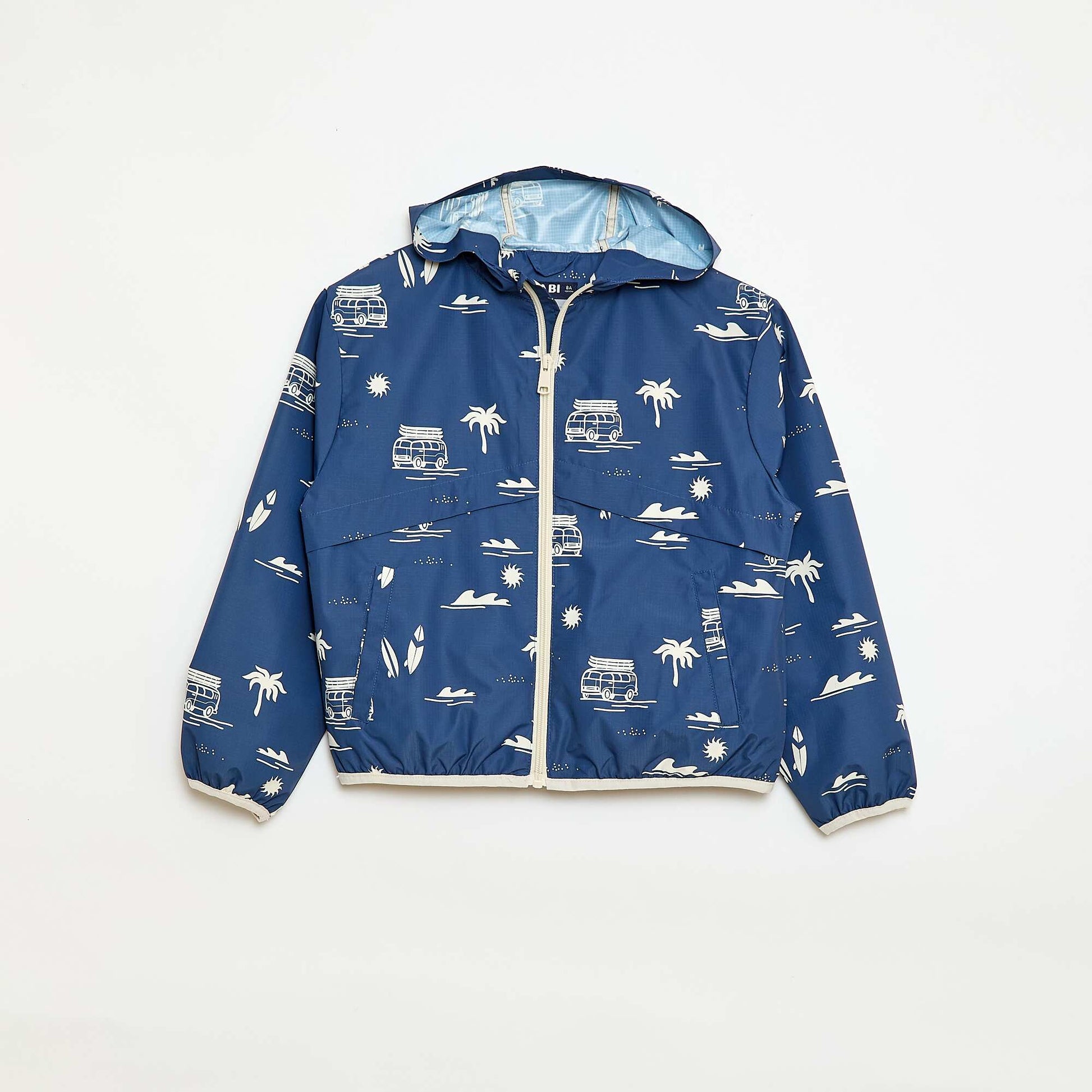 Blouson coupe-vent à capuche à capuche BLEU
