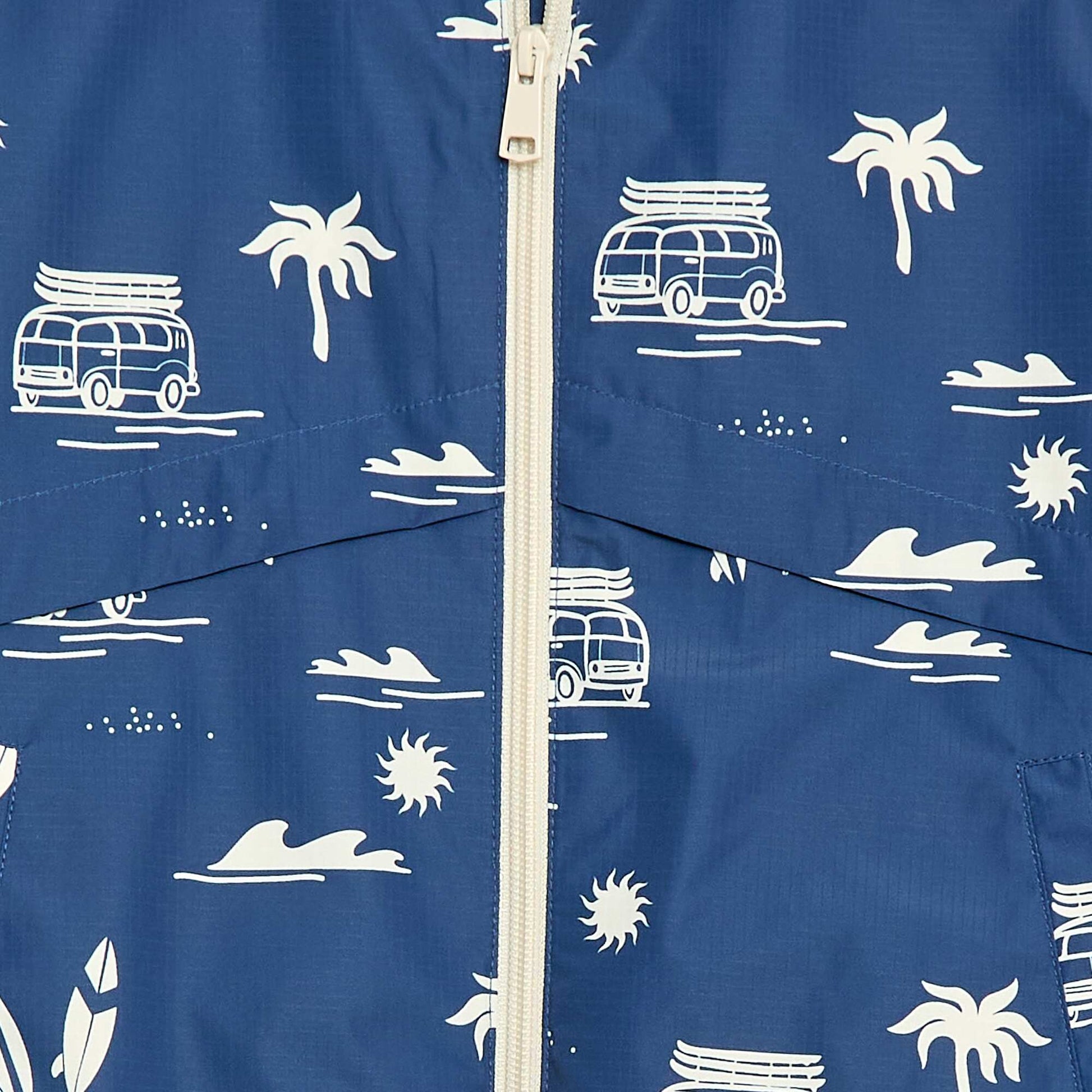 Blouson coupe-vent à capuche à capuche BLEU
