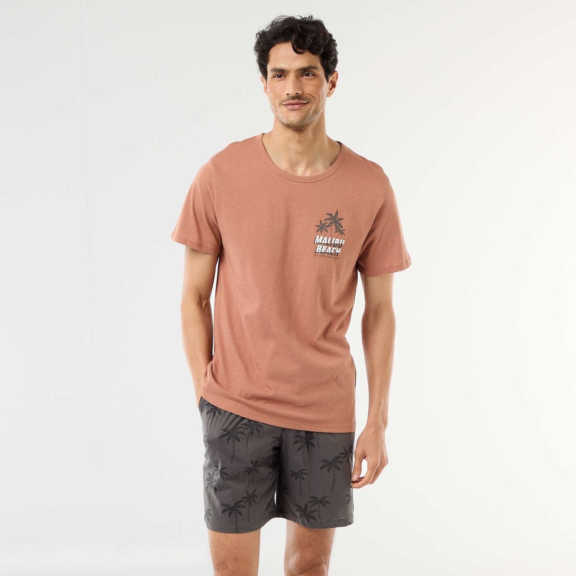 Ensemble pyjama court t-shirt + short - 2 pièces MARRON
