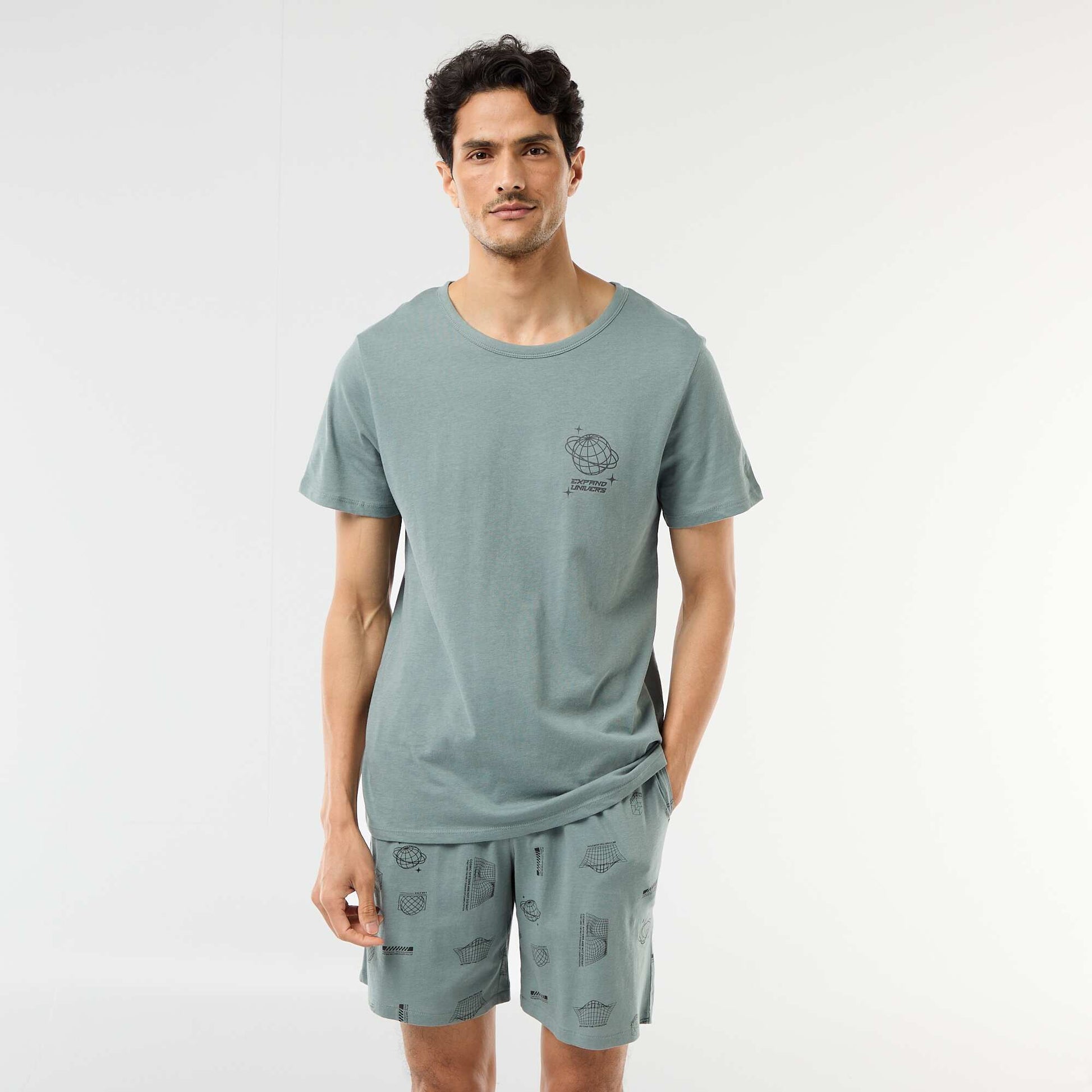 Ensemble pyjama court t-shirt + short - 2 pièces BLEU