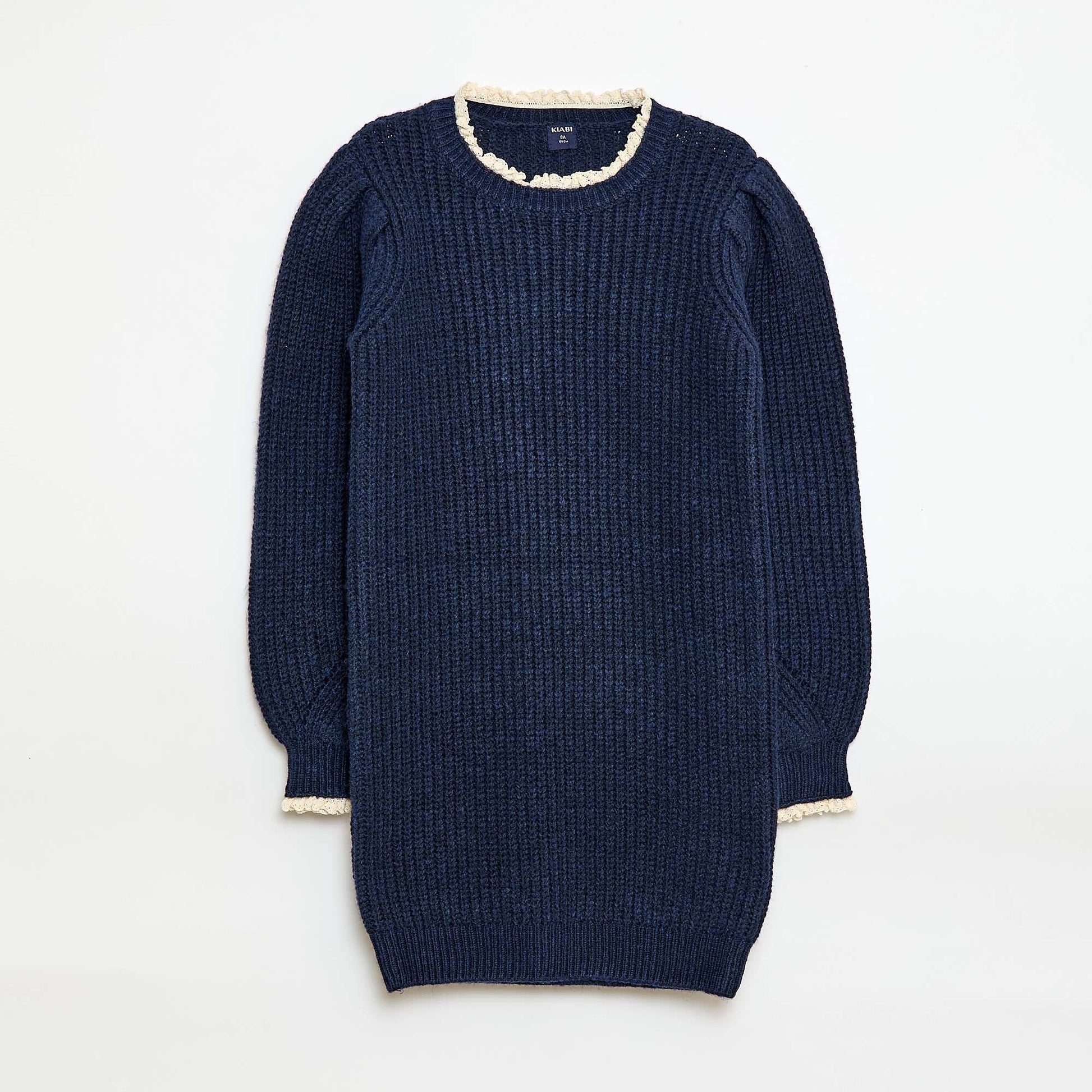 Robe pull avec col en dentelle BLEU