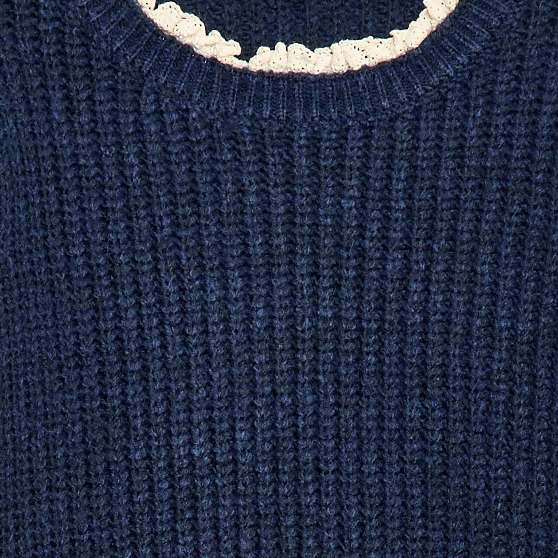 Robe pull avec col en dentelle BLEU