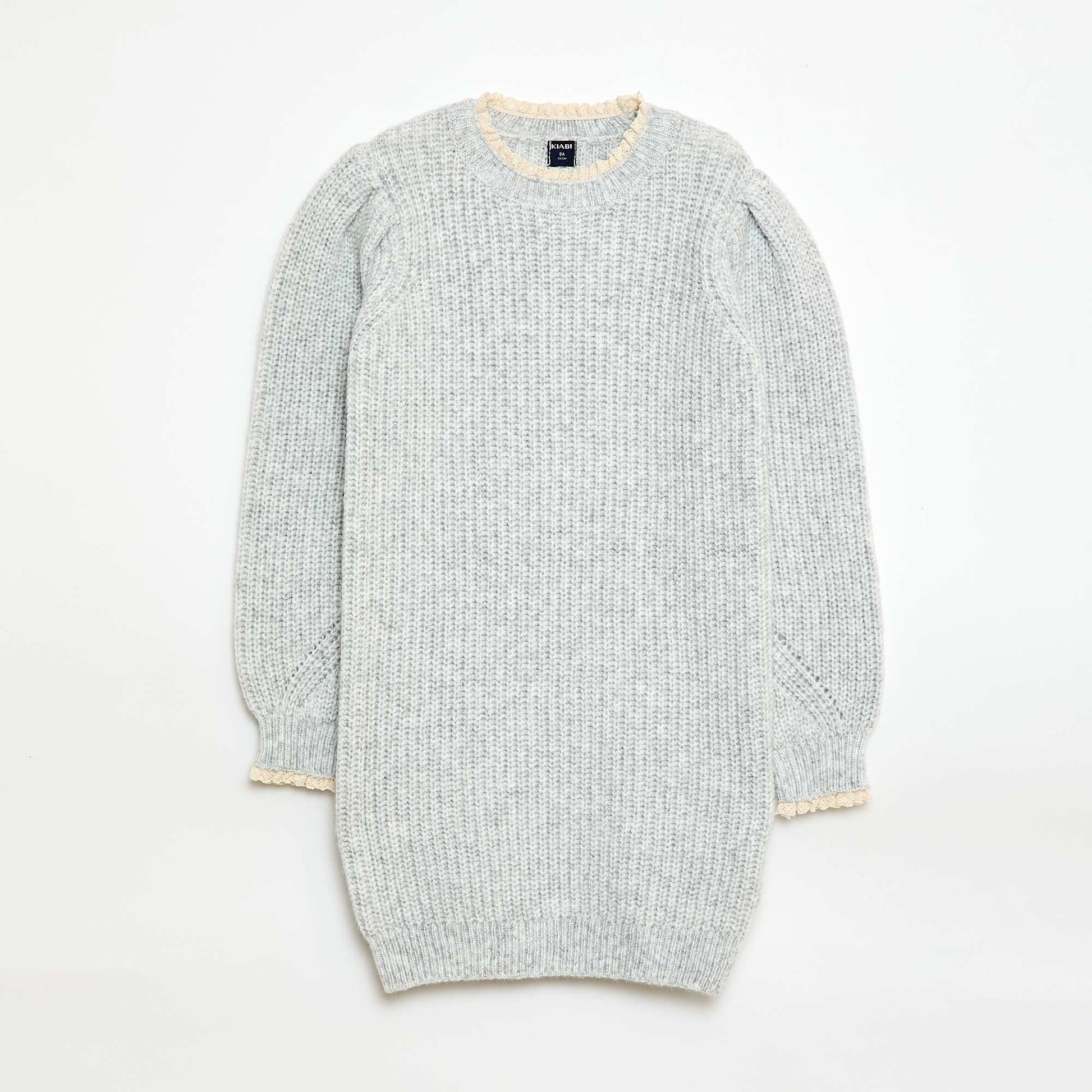 Robe pull avec col en dentelle GRIS