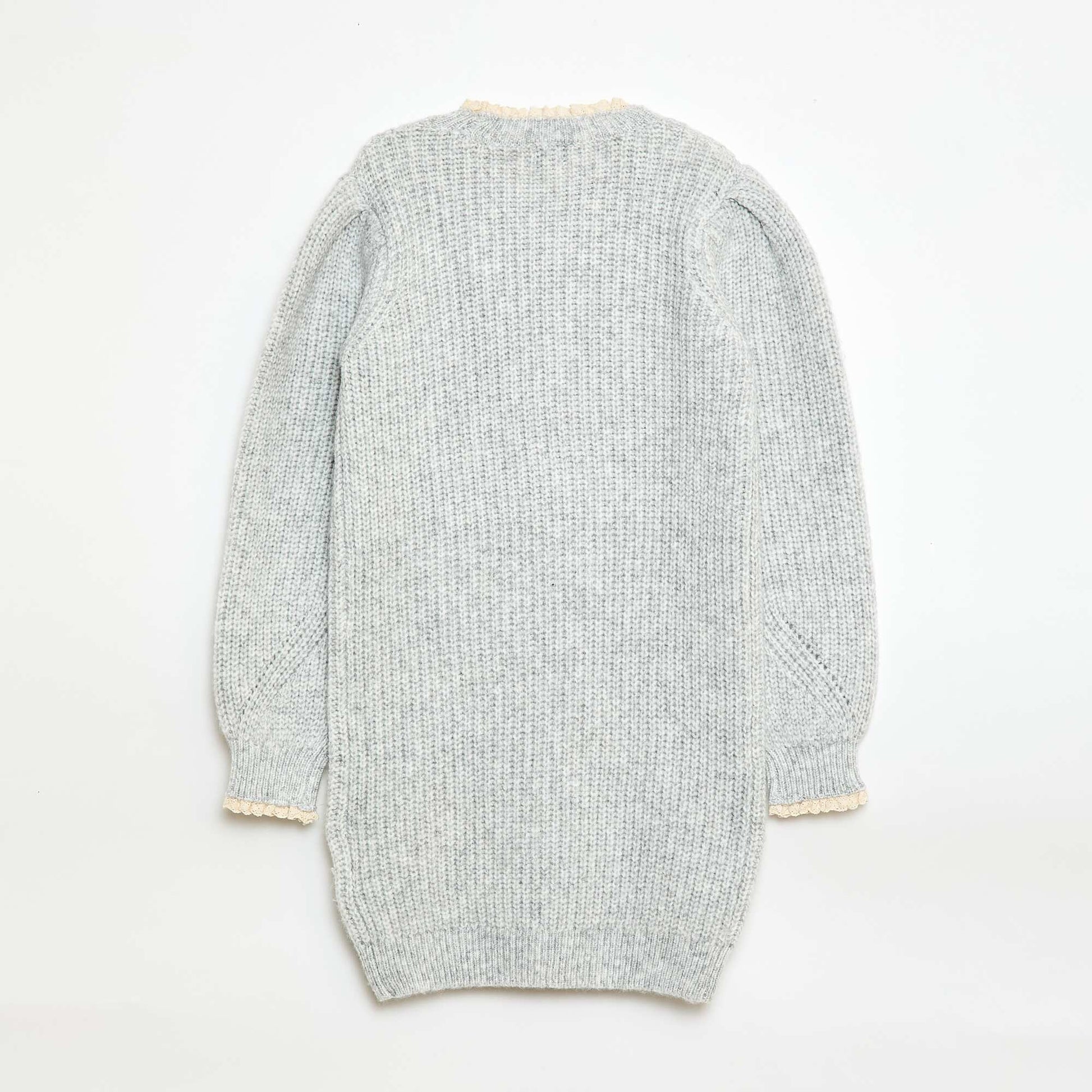 Robe pull avec col en dentelle GRIS