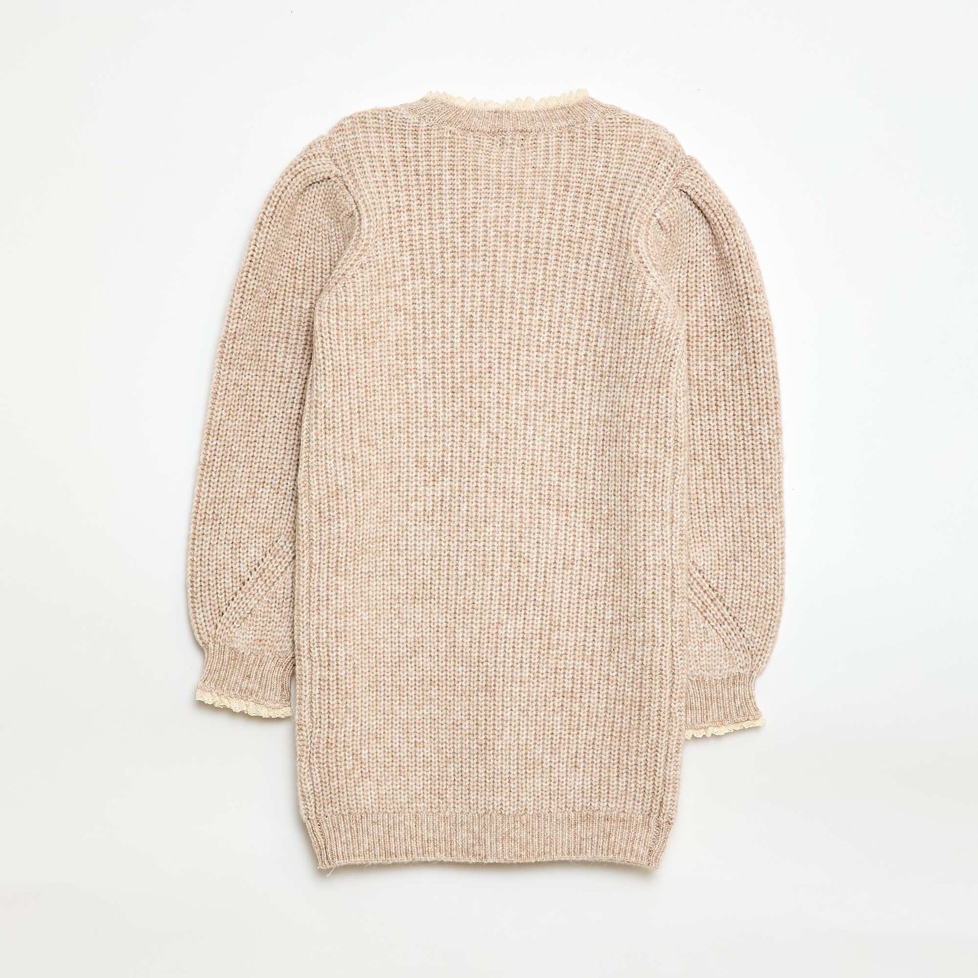 Robe pull avec col en dentelle BEIGE