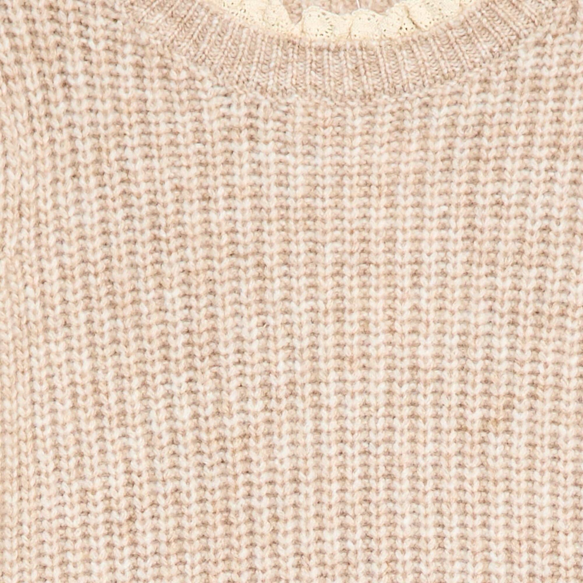 Robe pull avec col en dentelle BEIGE