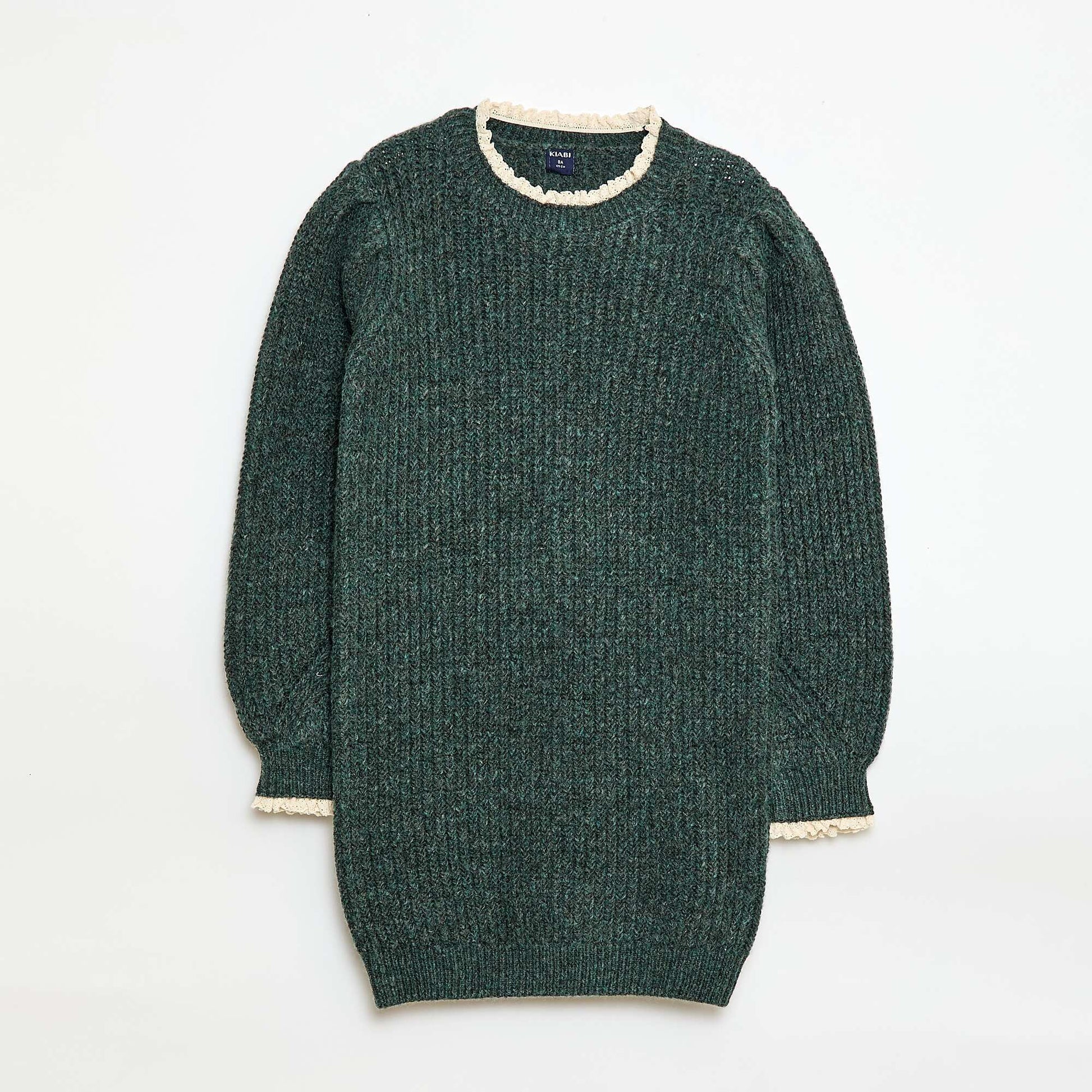 Robe pull avec col en dentelle VERT