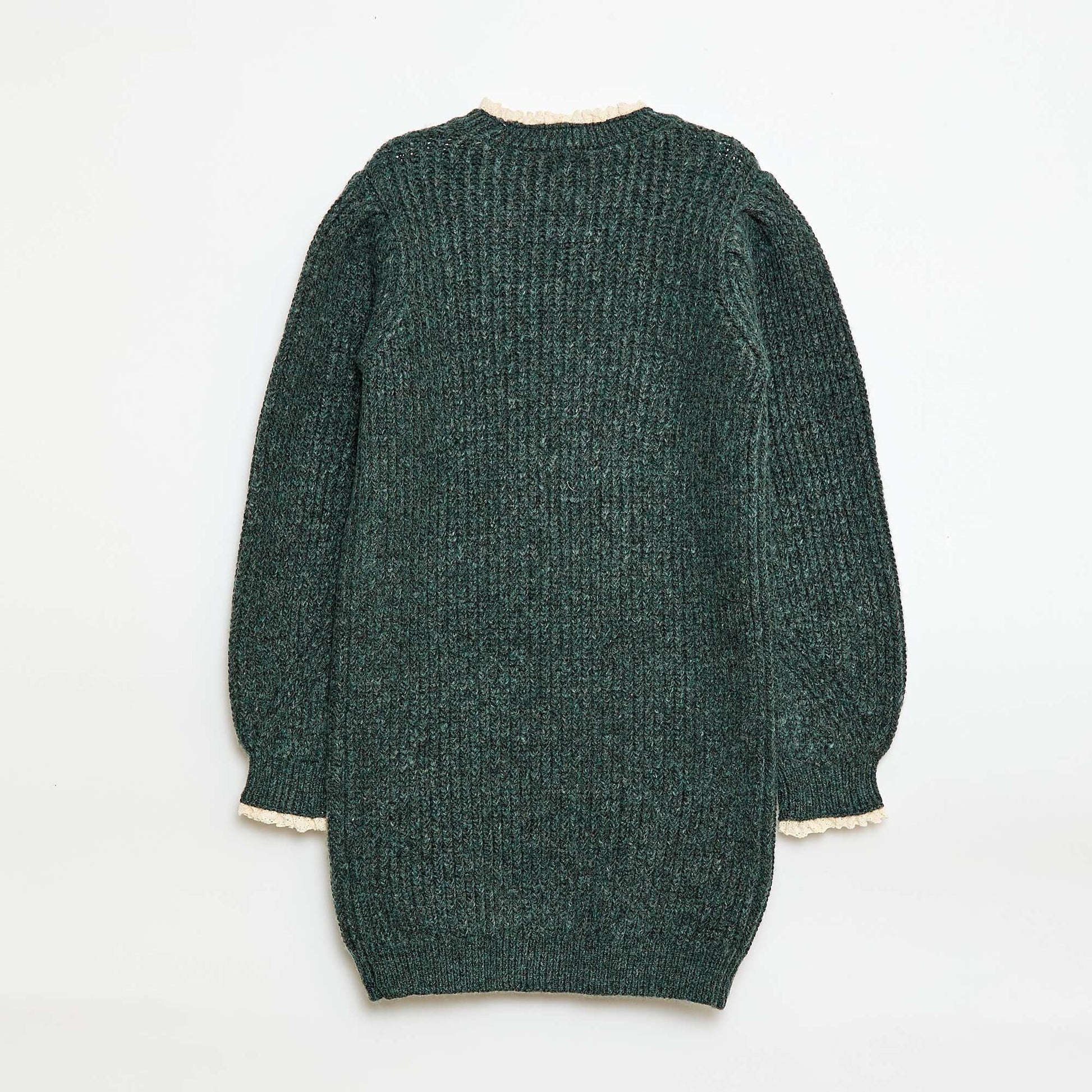 Robe pull avec col en dentelle VERT