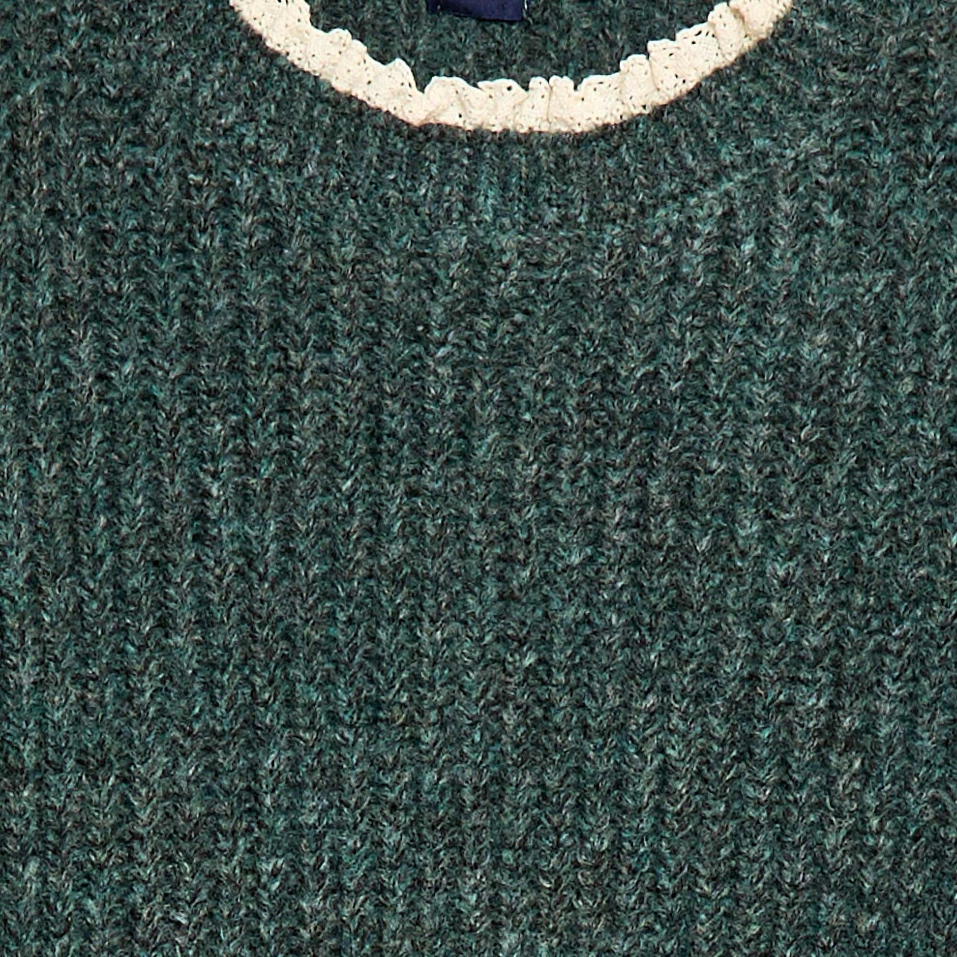 Robe pull avec col en dentelle VERT