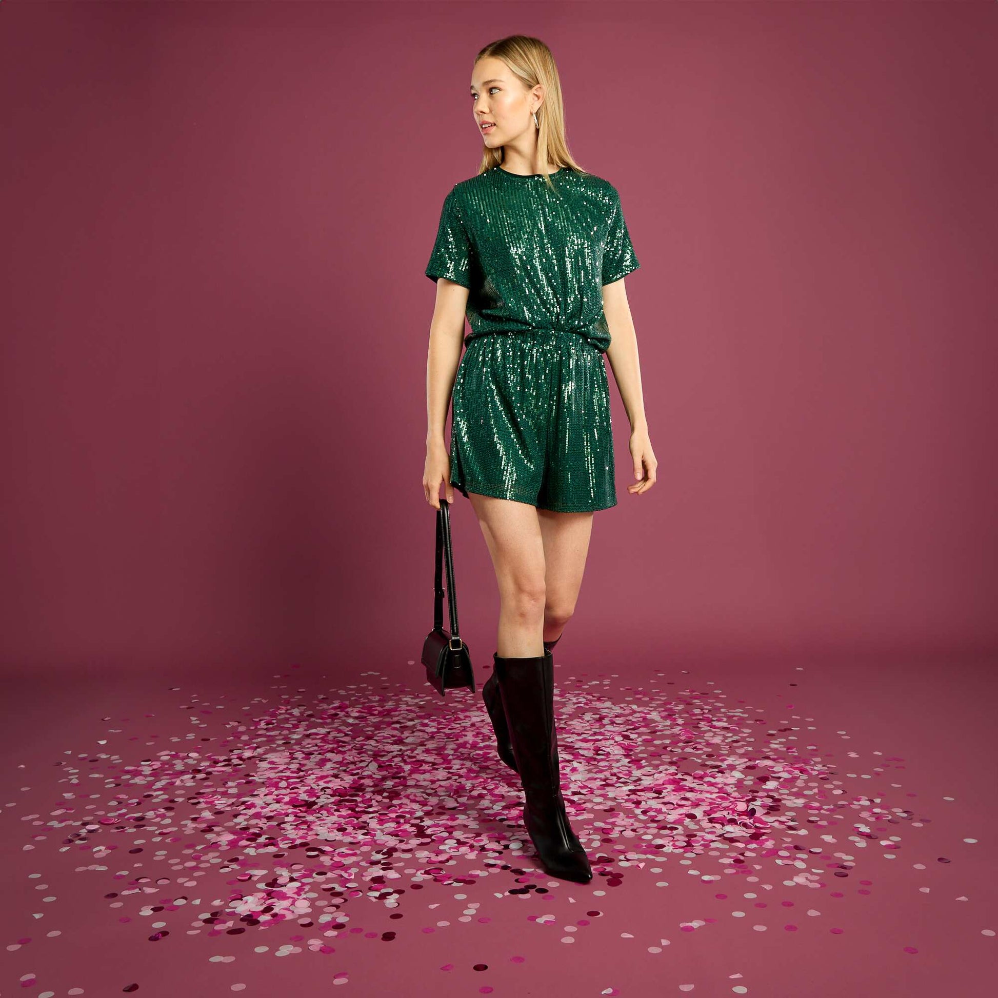 Tee-shirt de fêtes à sequins VERT