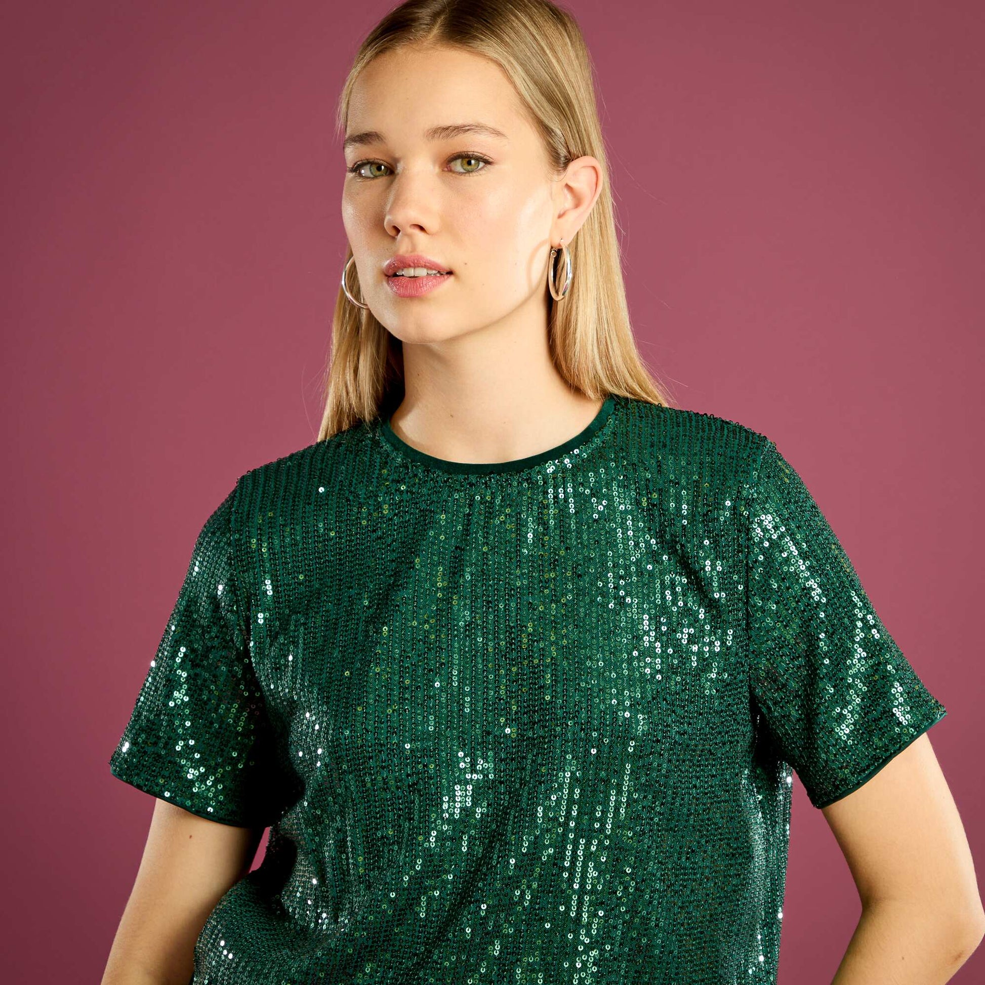 Tee-shirt de fêtes à sequins VERT