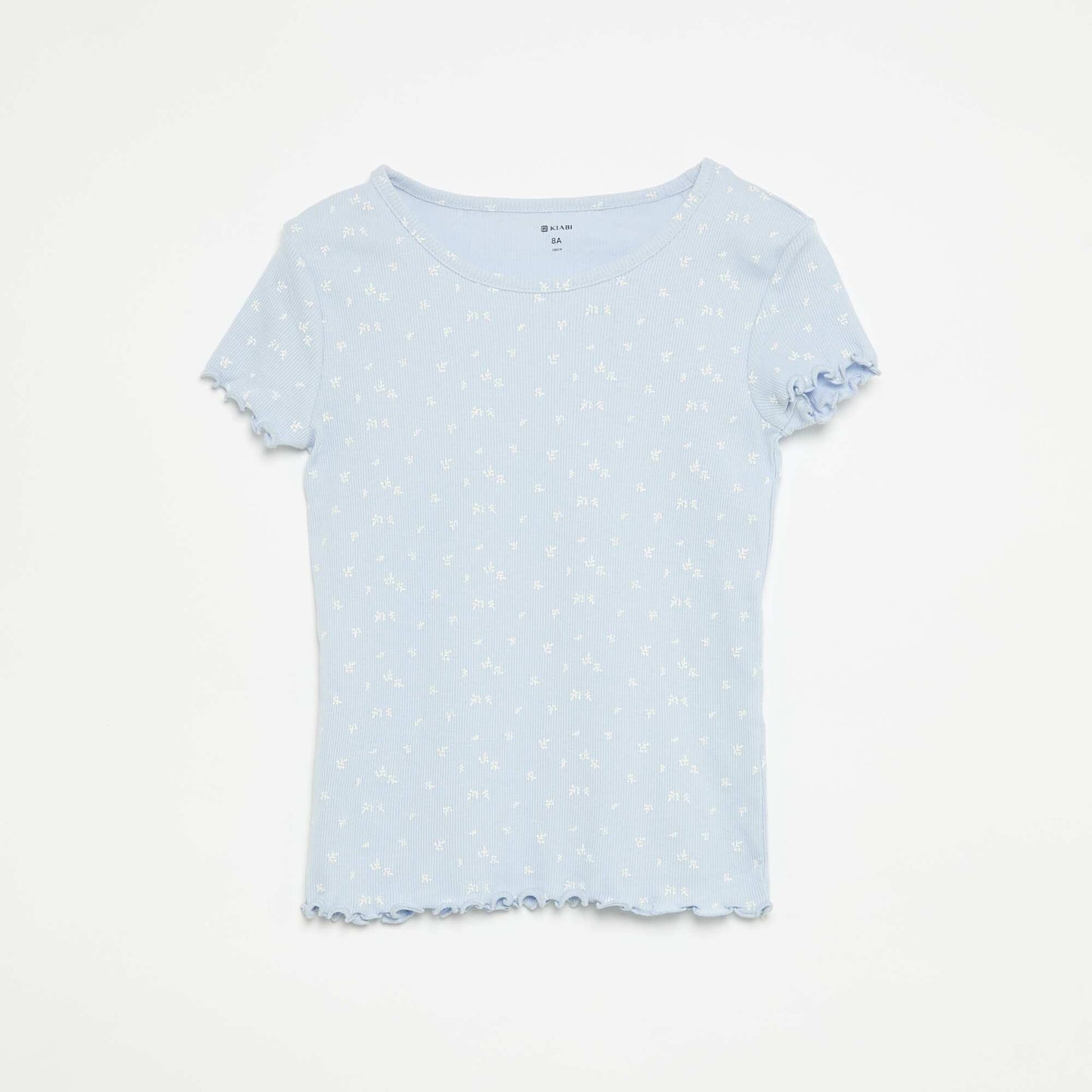 Ensemble de pyjama haut + short en maille côtelée coton BLEU