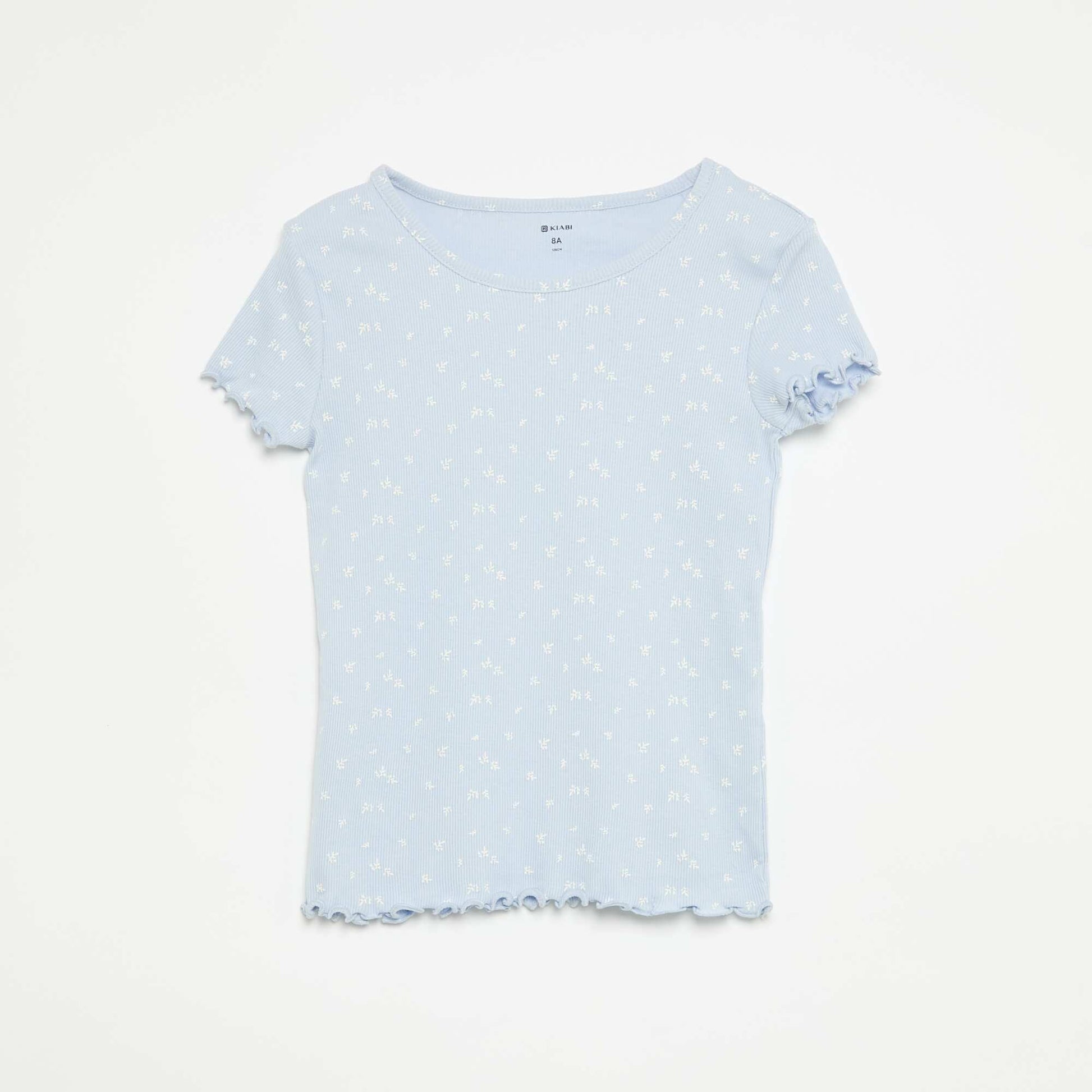 Ensemble de pyjama haut + short en maille côtelée coton BLEU