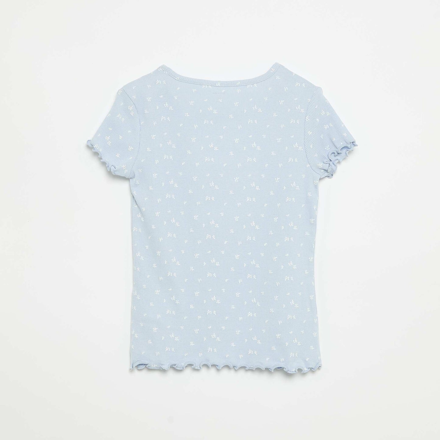 Ensemble de pyjama haut + short en maille côtelée coton BLEU