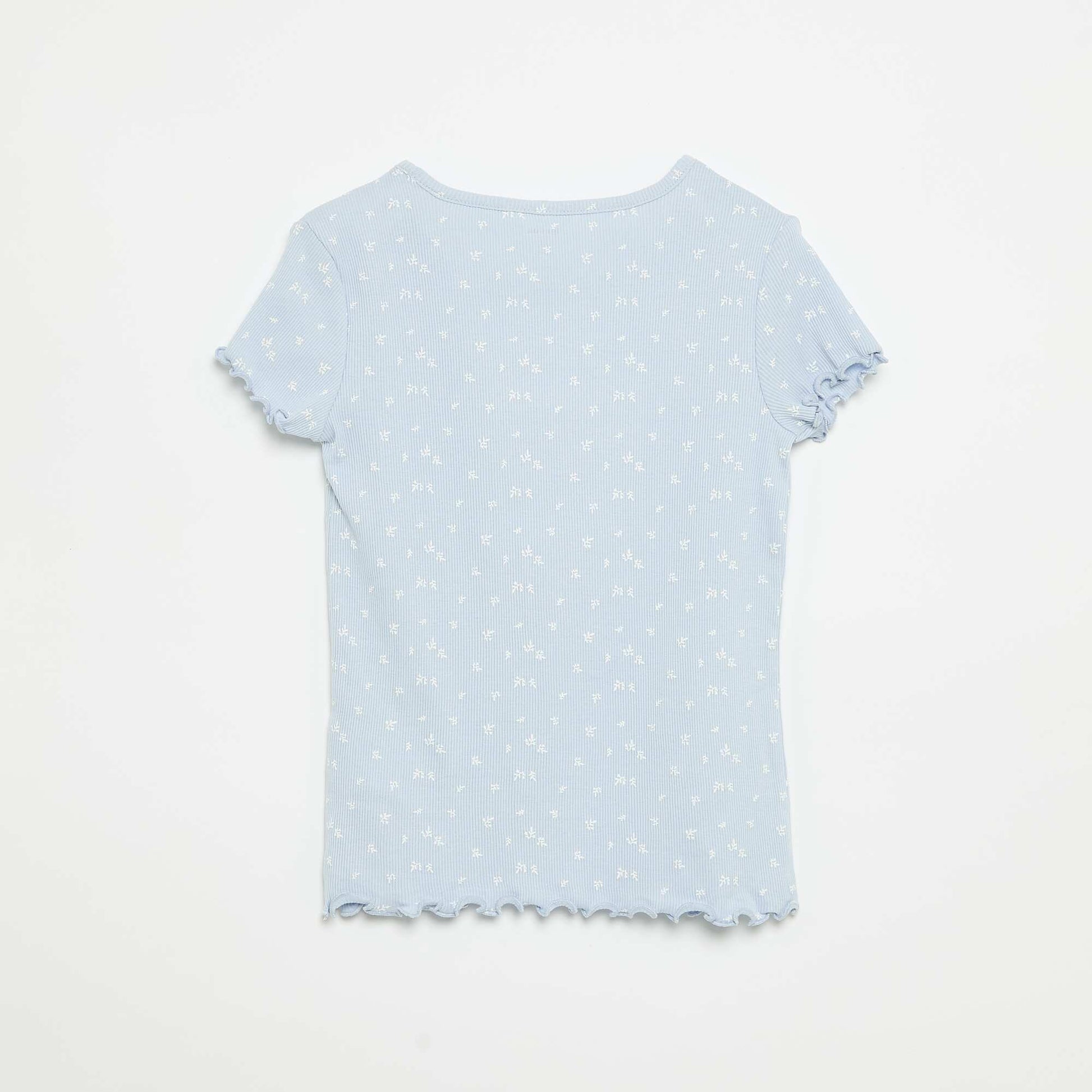 Ensemble de pyjama haut + short en maille côtelée coton BLEU