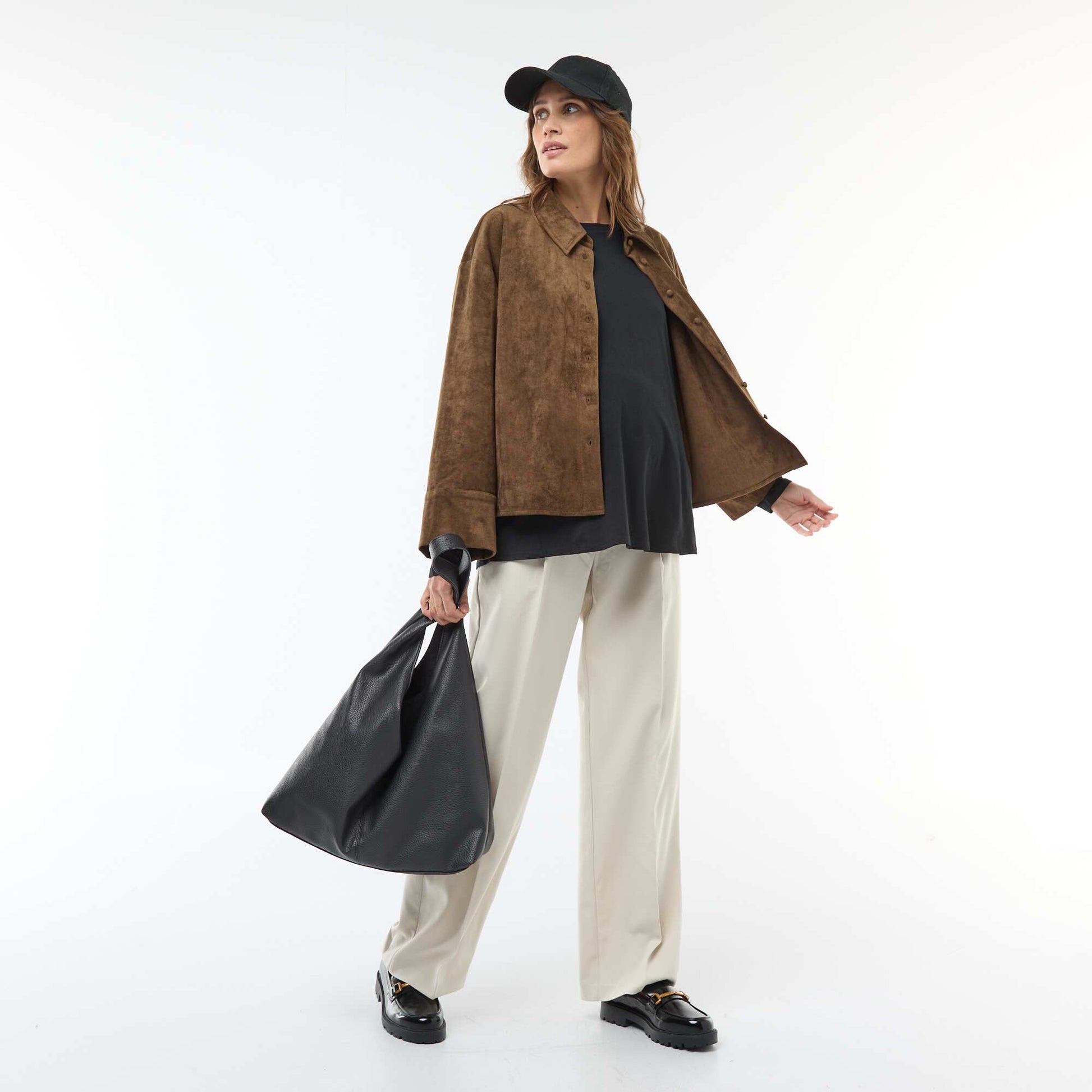 Pantalon de maternité coupe large de maternité GRIS