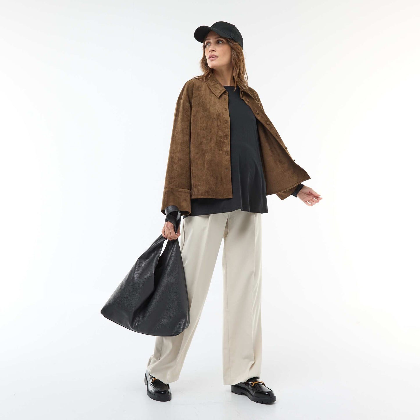 Pantalon de maternité coupe large de maternité GRIS