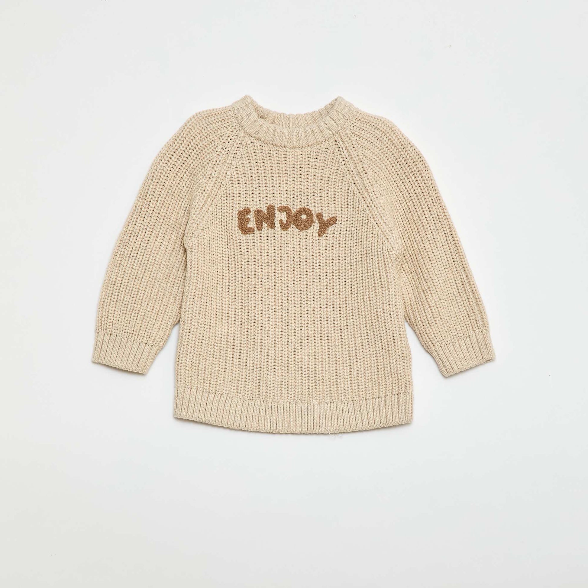 Pull en coton en maille perlée BEIGE