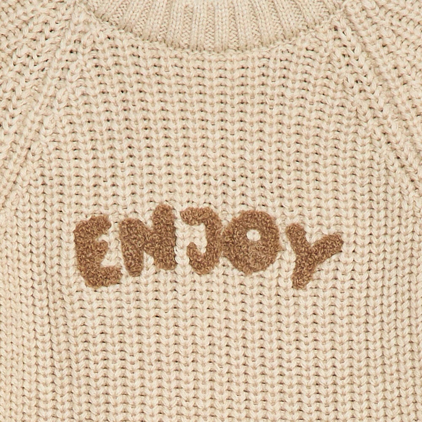 Pull en coton en maille perlée BEIGE
