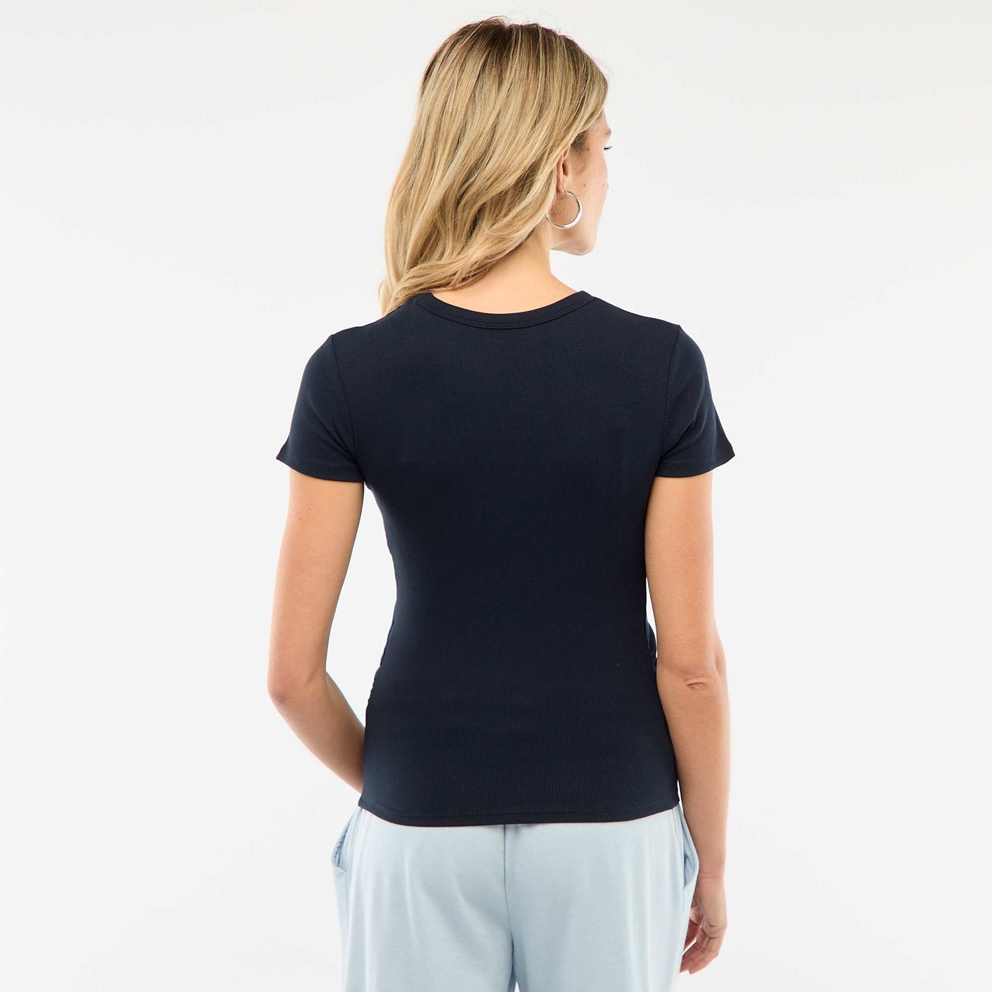 Tee-shirt de maternité côtelé BLEU MARINE