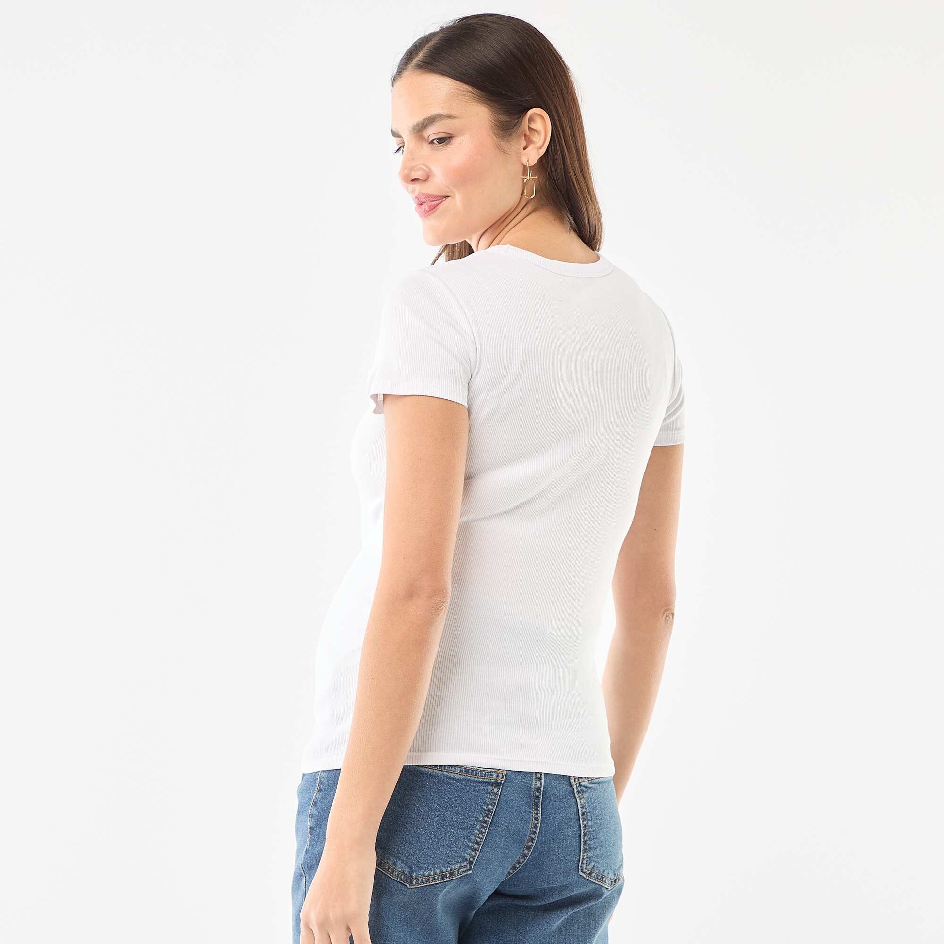 Tee-shirt de maternité côtelé BLANC