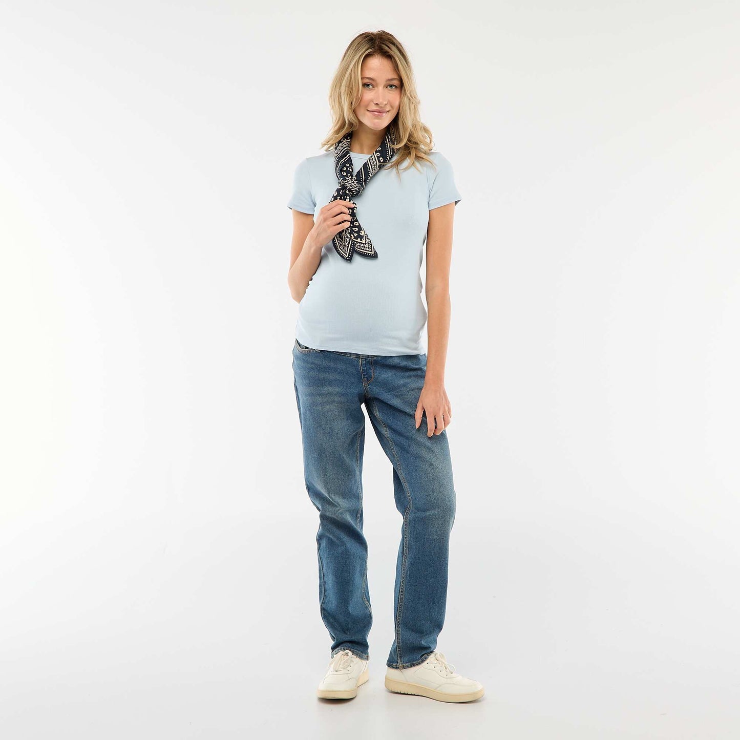 Tee-shirt de maternité côtelé BLEU