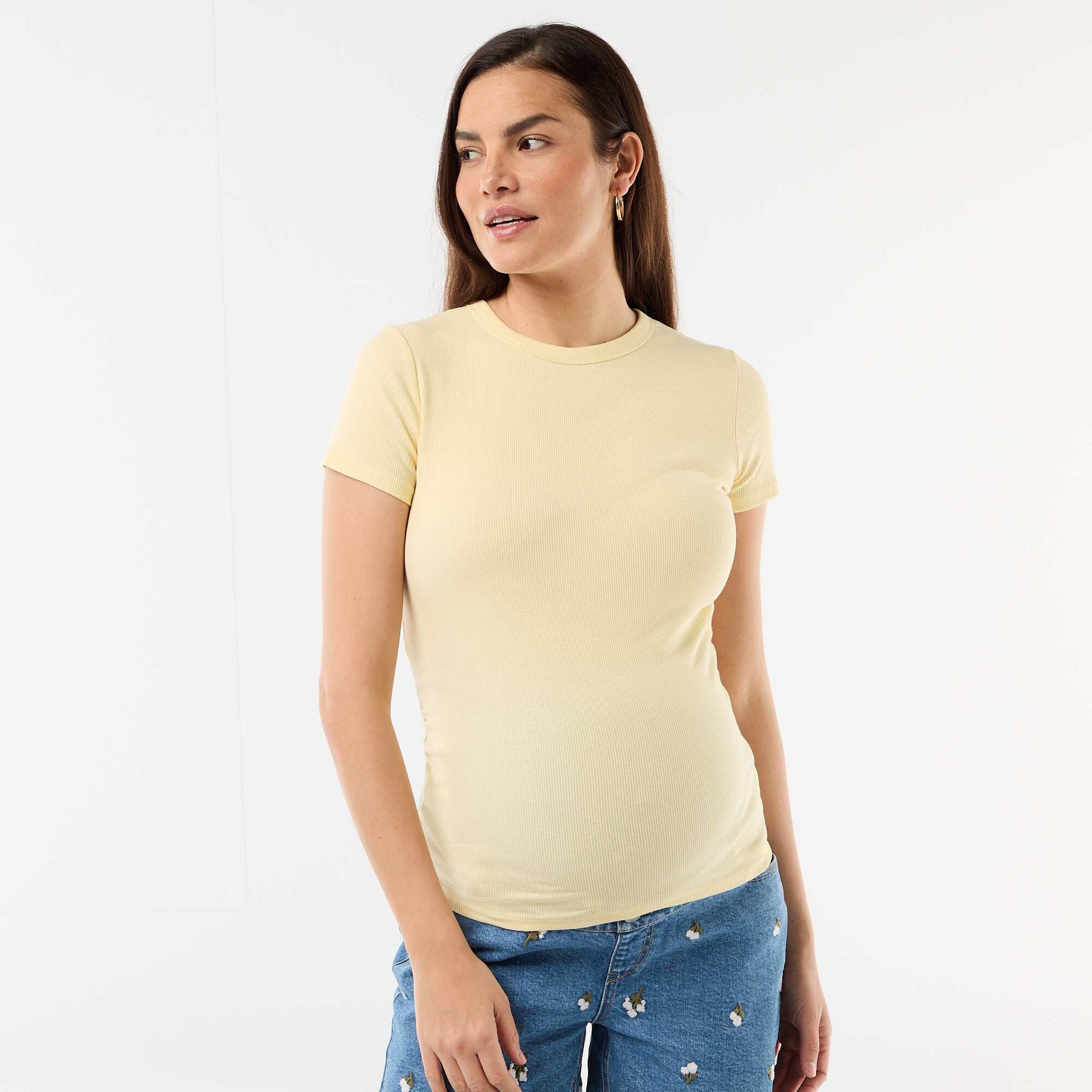 Tee-shirt de maternité côtelé JAUNE