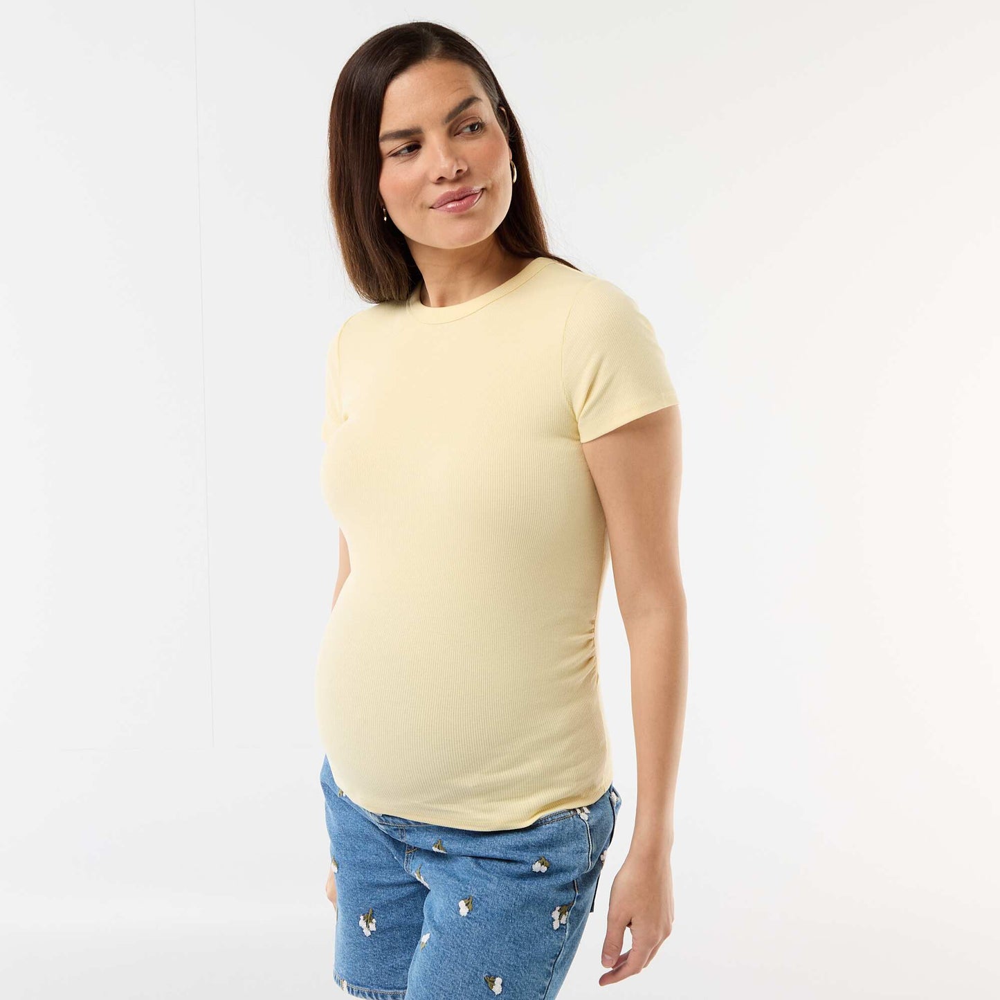 Tee-shirt de maternité côtelé JAUNE