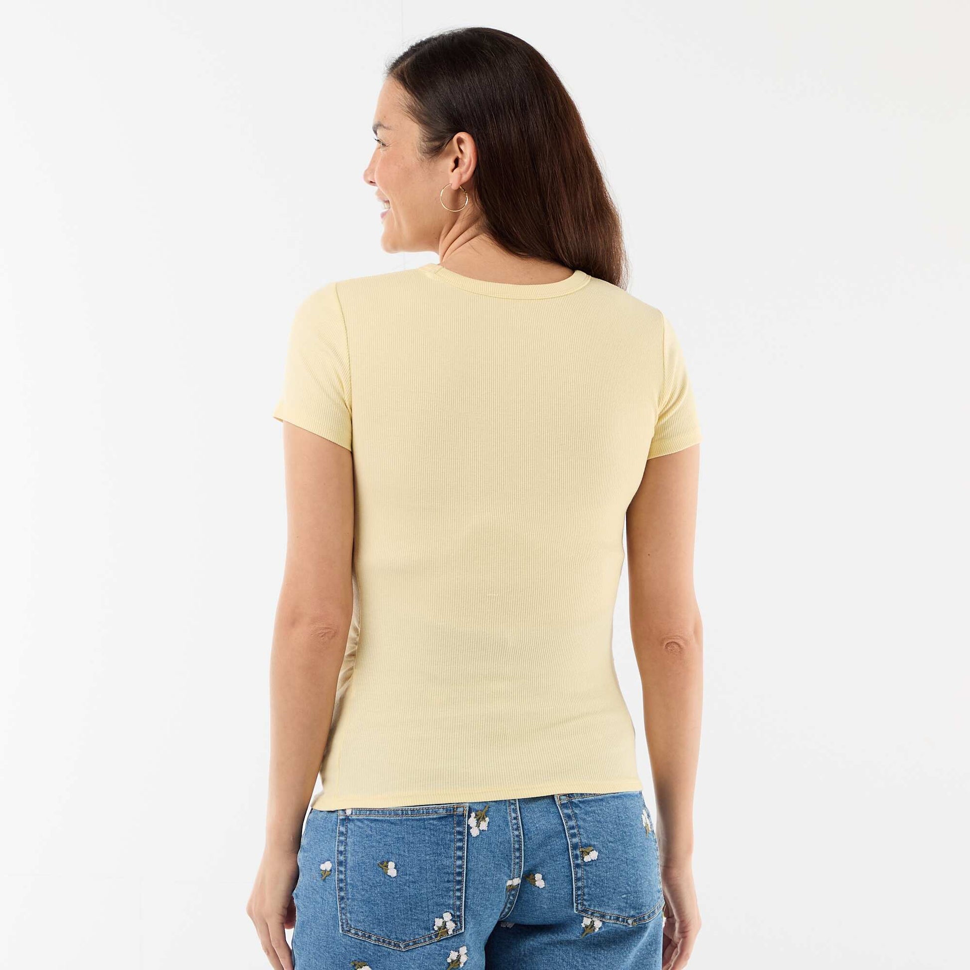 Tee-shirt de maternité côtelé JAUNE