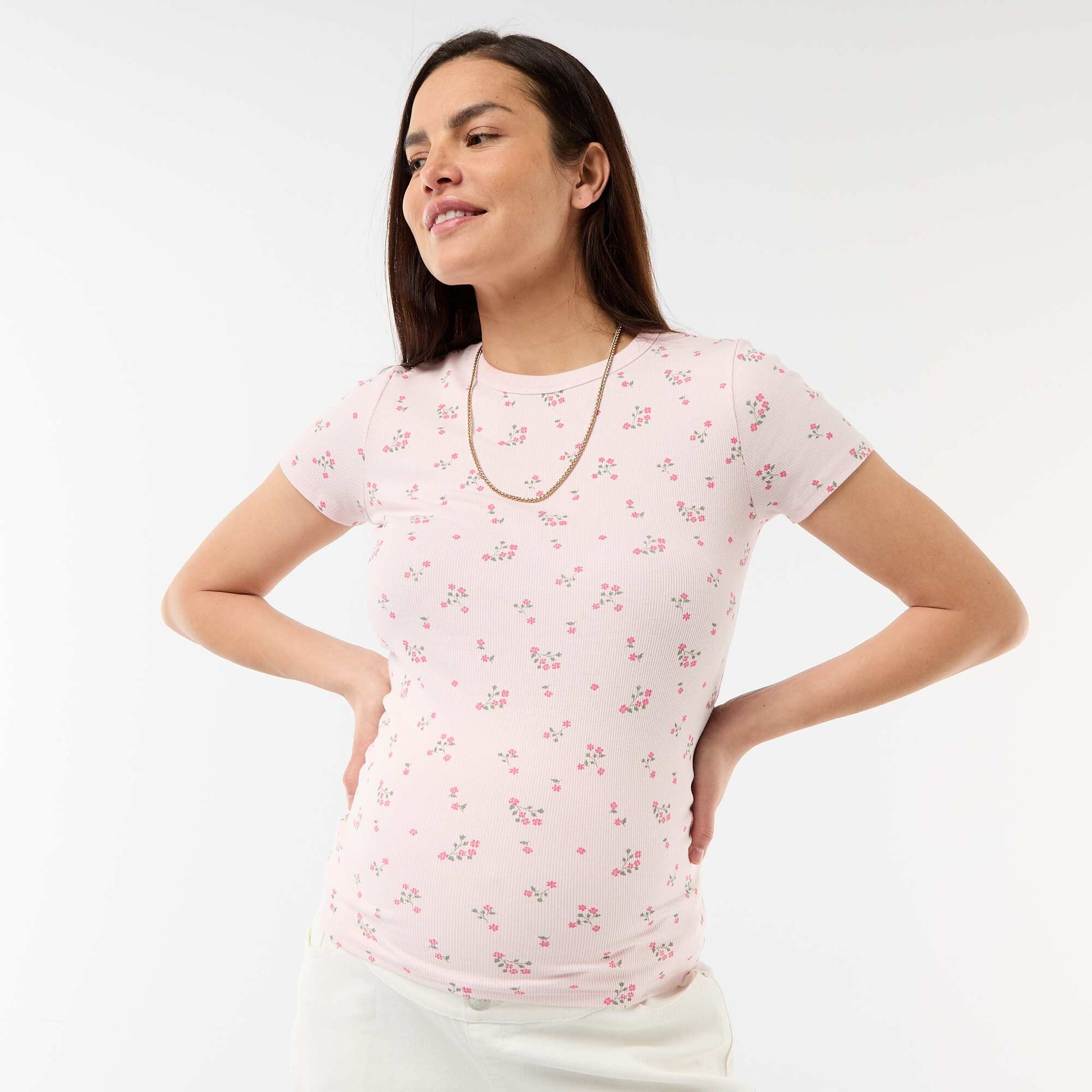 Tee-shirt de maternité côtelé ROSE