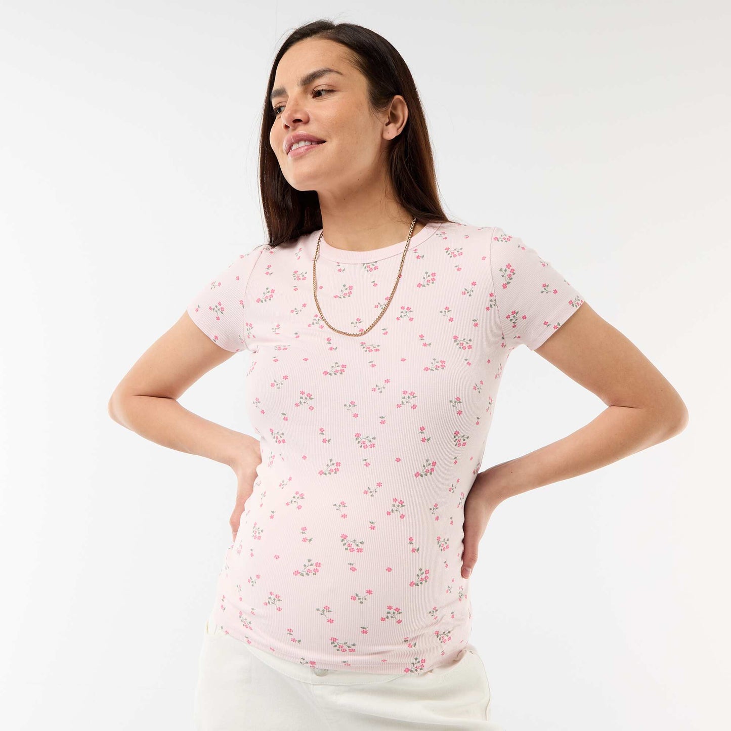 Tee-shirt de maternité côtelé ROSE